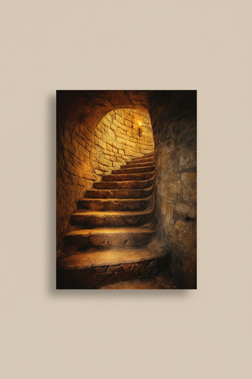 Crypte Dorée — Affiche murale minimaliste ocre et pierre lumière méditerranéenne — affiche murale minimaliste | Cassili-home