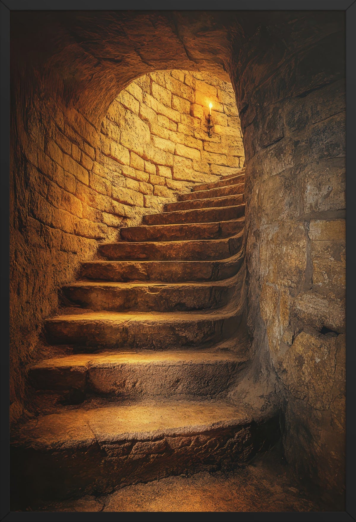 Golden Crypt — poster in a black frame, front view