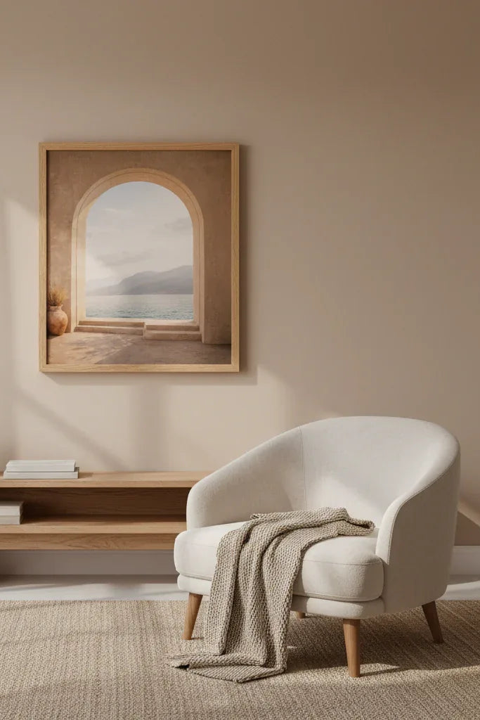 Mediterranean Arch — Minimalist beige wall poster architecture