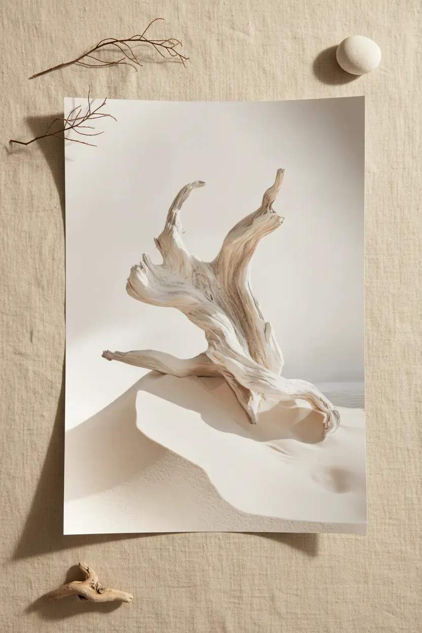 Danse du Rivage — Affiche murale minimaliste Blanc Nacré Nature et Mer Lumière Épurée — affiche murale minimaliste | Cassili-home