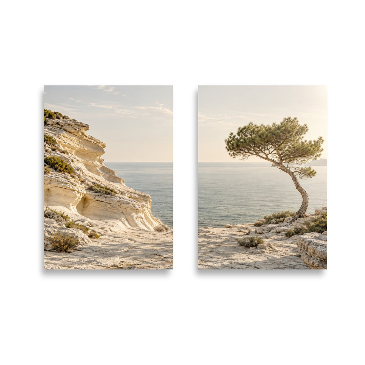 La Costa Caliza, díptico mural: El Cabo de Caliza y El Pino de la Orilla uno al lado del otro — Cassili-home