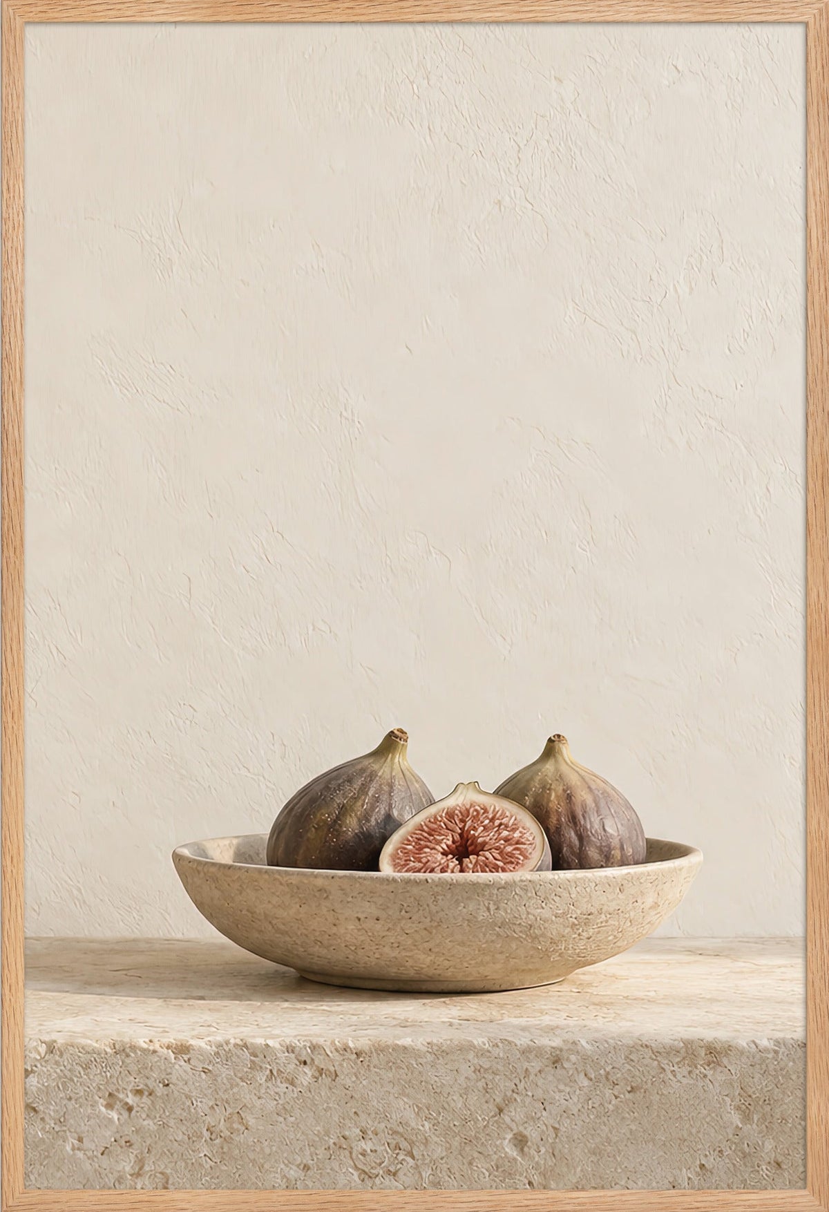 The Bowl of Figs — solid oak frame, 61 × 91 cm