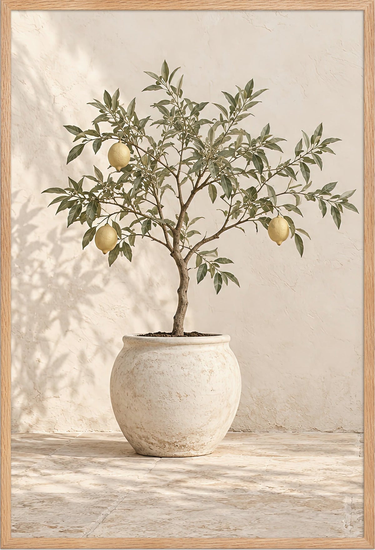 The Little Lemon Tree — solid oak frame, 61 × 91 cm