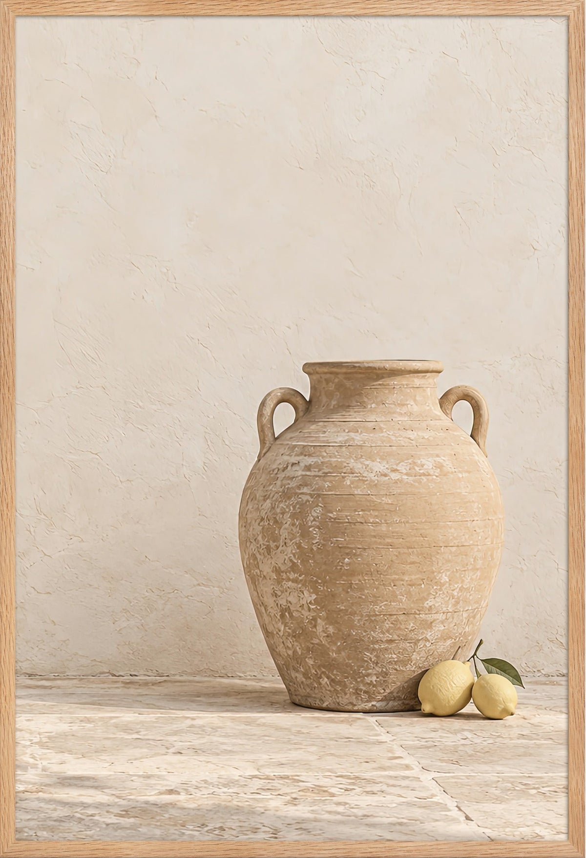The Amphora with Lemons — solid oak frame, 61 × 91 cm