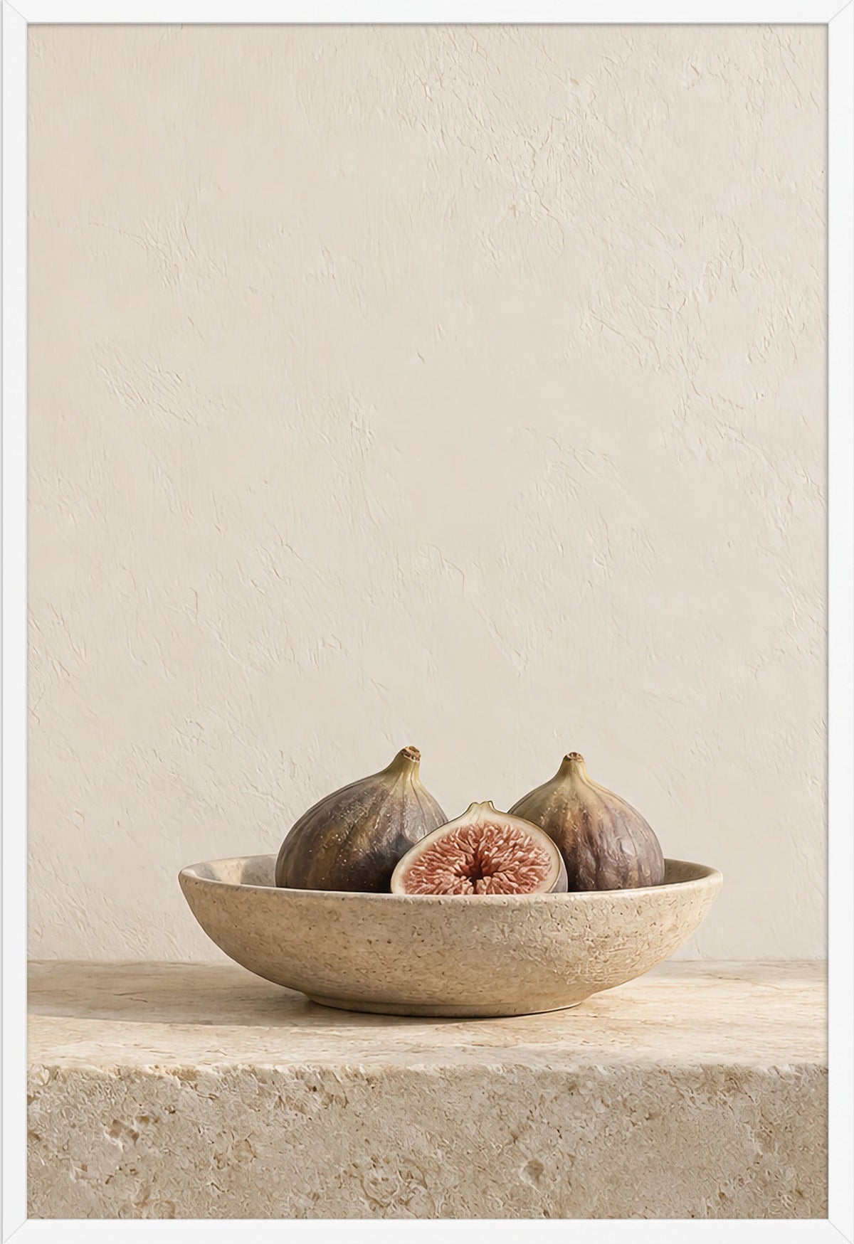 The Bowl of Figs — white frame, 61 × 91 cm