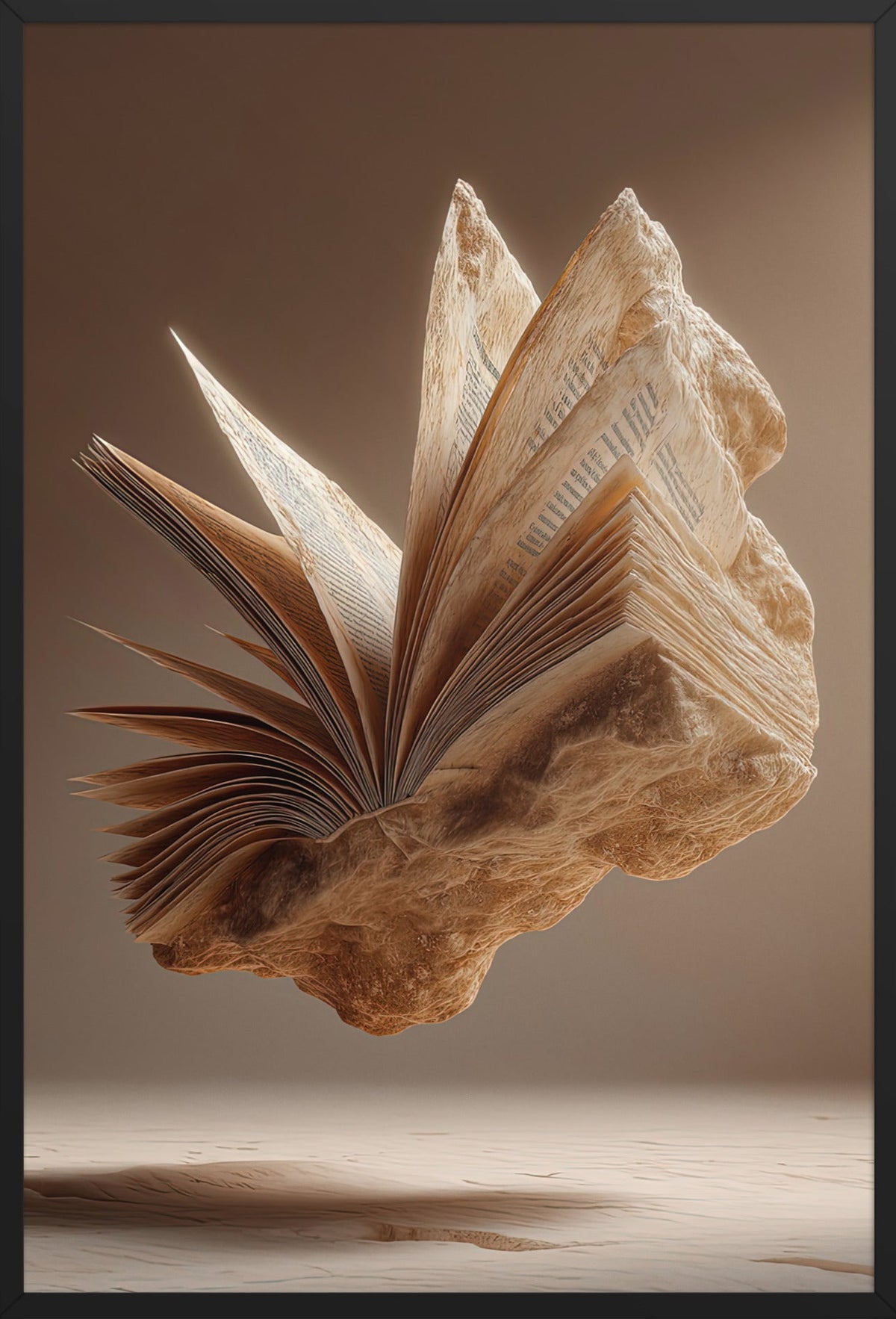 Das Buch aus Stein — gerahmt in Schwarz, 61 × 91 cm