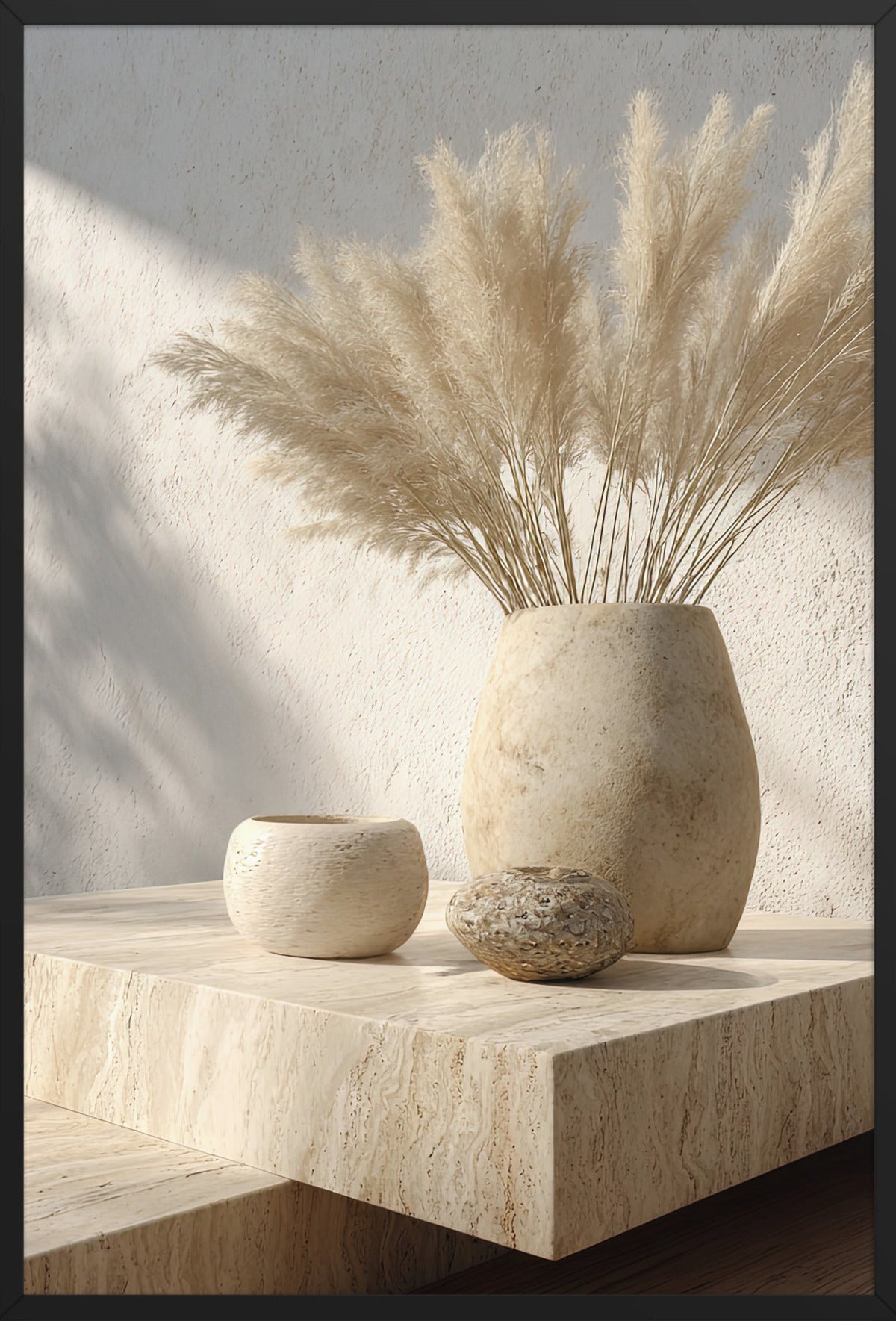 The Pampas Bouquet — framed in black, 61 × 91 cm