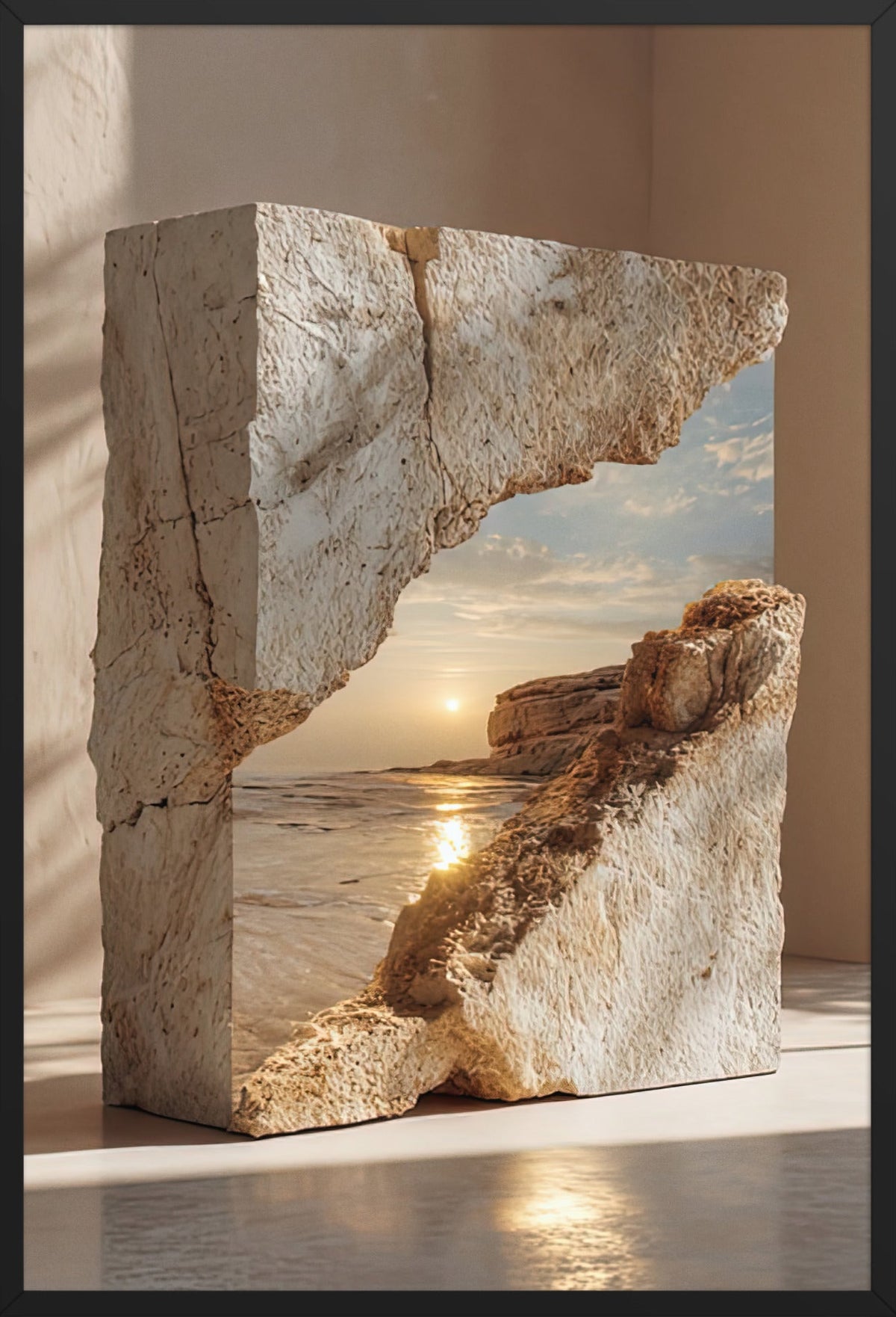 Das Meer im Block — gerahmt in Schwarz, 61 × 91 cm
