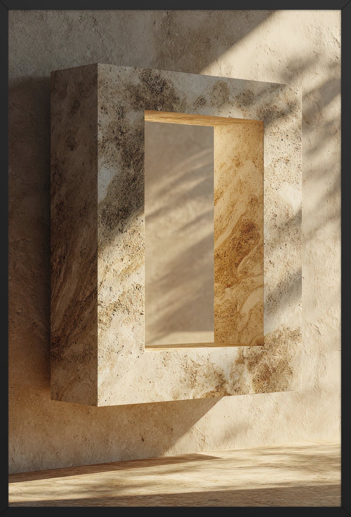 De Travertijnen Lijst — ingelijst in zwart, 61 × 91 cm