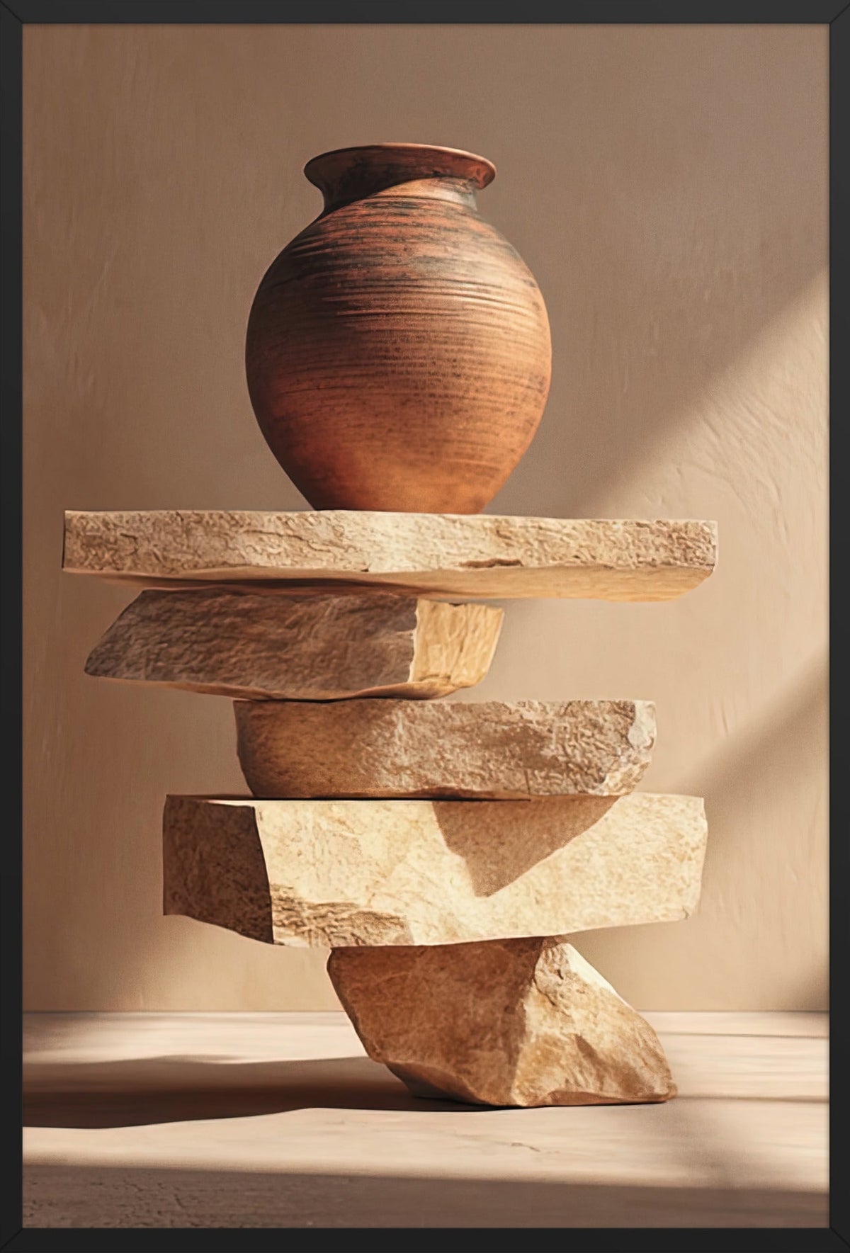 Krukan i Balans — med svart ram, 61 × 91 cm
