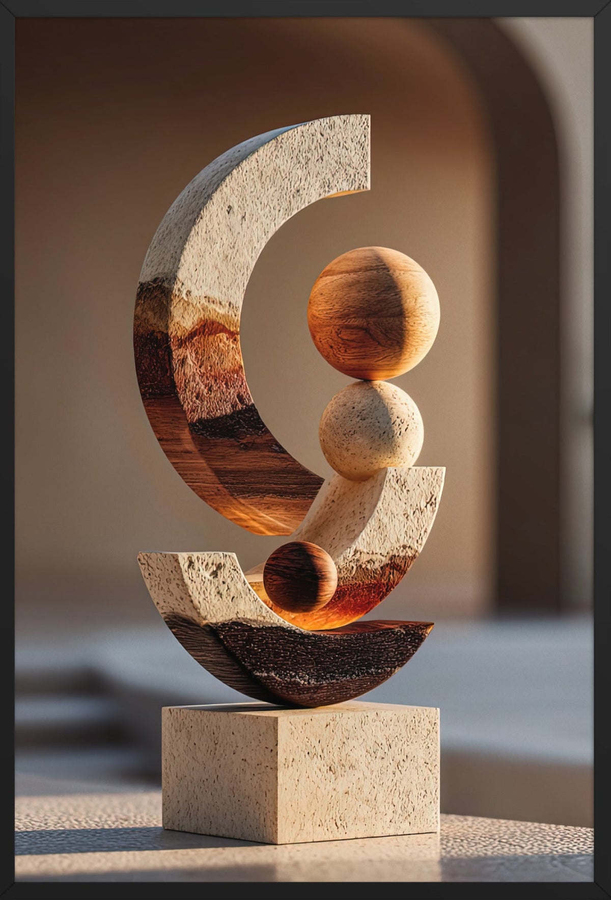 The Crescent Totem — framed in black, 61 × 91 cm