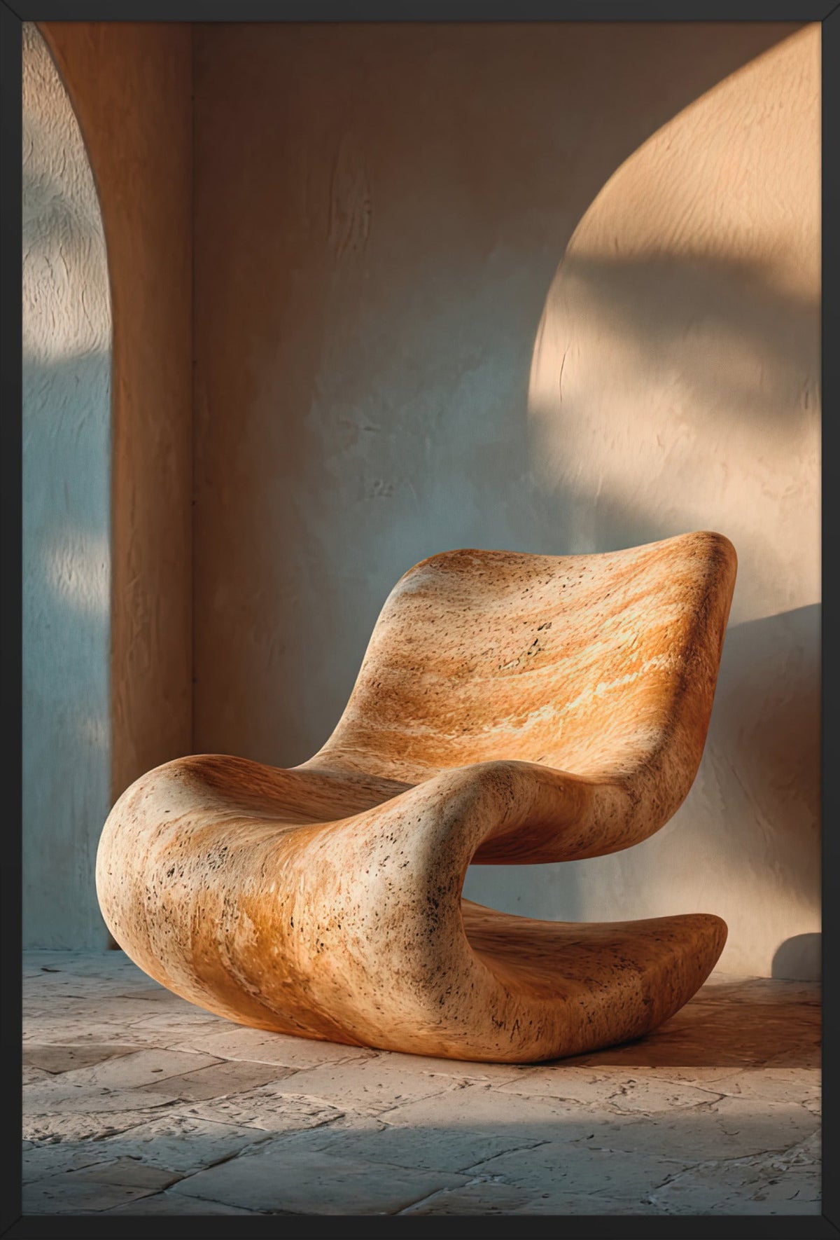 Die Liege aus Stein — gerahmt in Schwarz, 61 × 91 cm