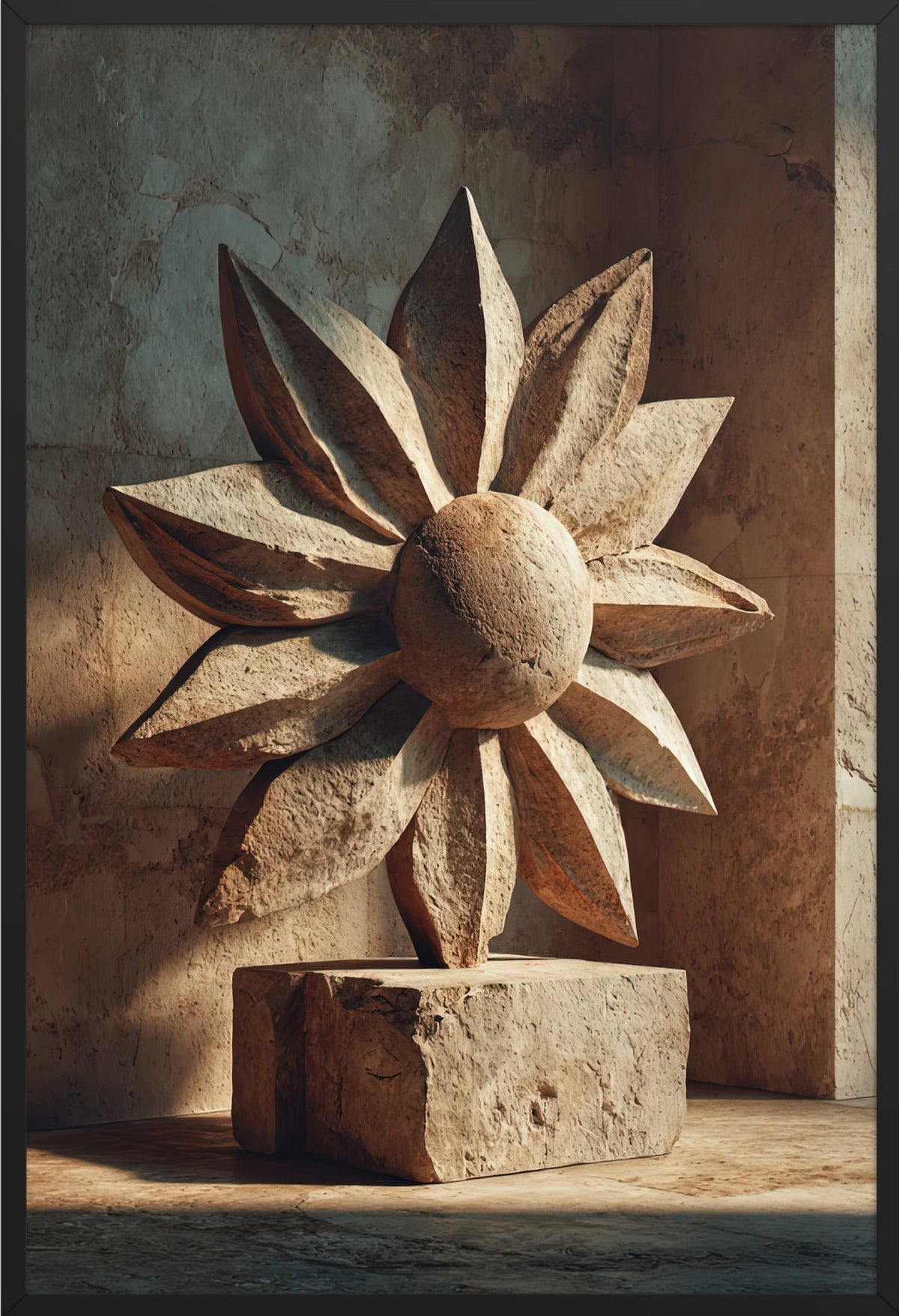 Il Sole Scolpito — con cornice nera, 61 × 91 cm