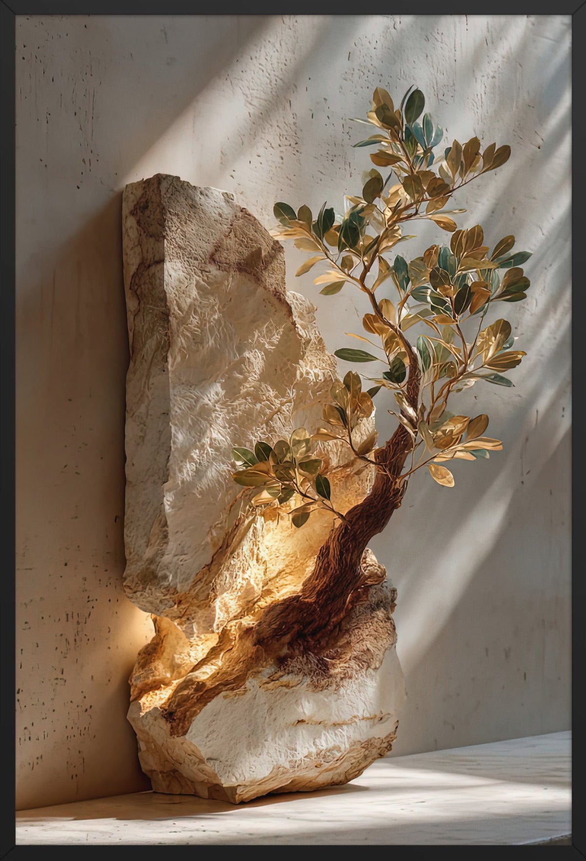 De Fossiele Olijfboom — ingelijst in zwart, 61 × 91 cm