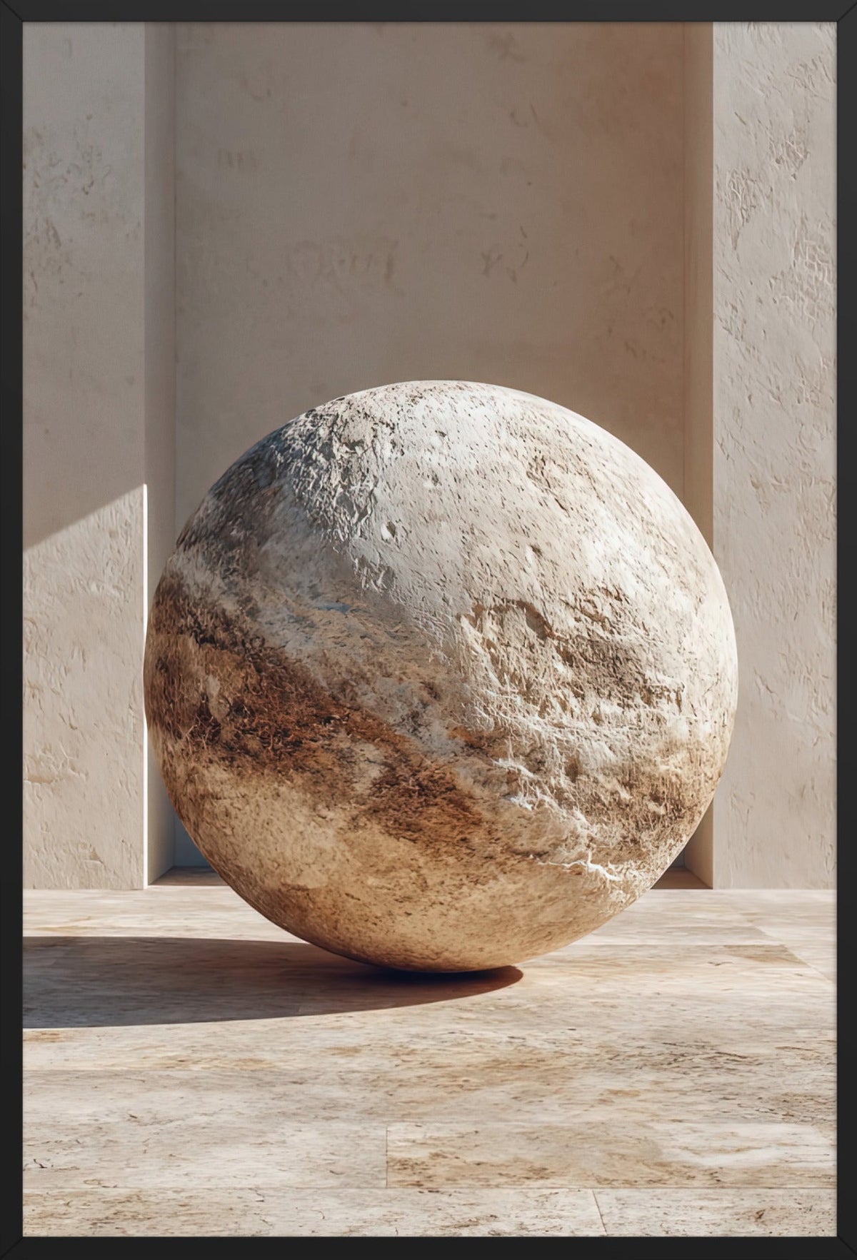 Kalkstensmånen — med svart ram, 61 × 91 cm