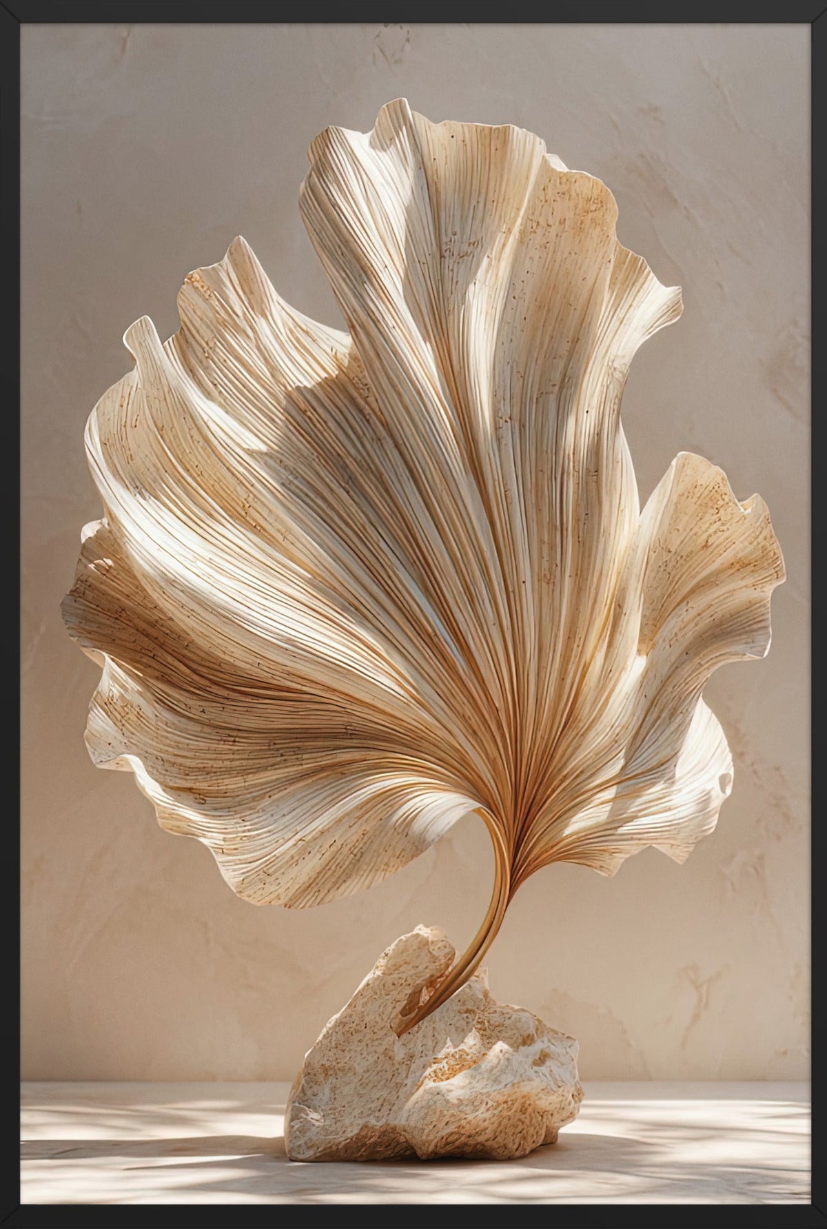 Der Steinfächer — gerahmt in Schwarz, 61 × 91 cm