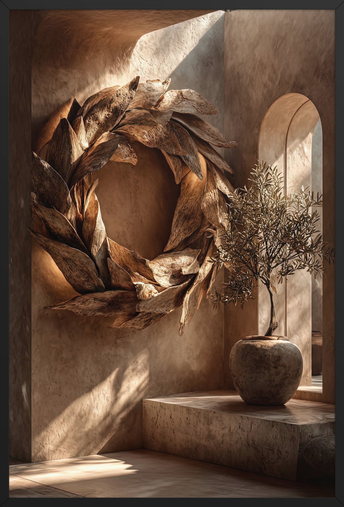 The Olive Wreath — framed in black, 61 × 91 cm