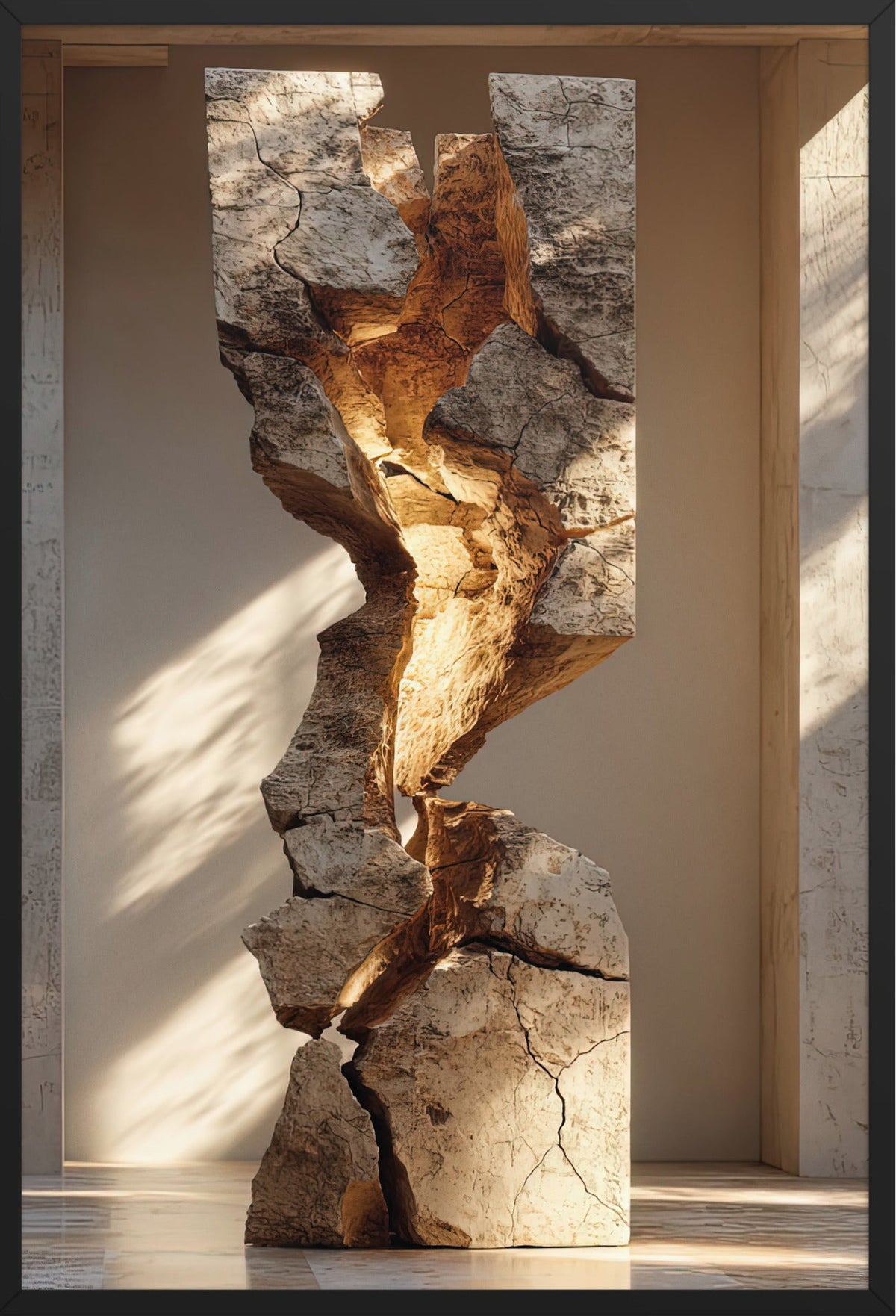 De Gescheurde Zuil — ingelijst in zwart, 61 × 91 cm