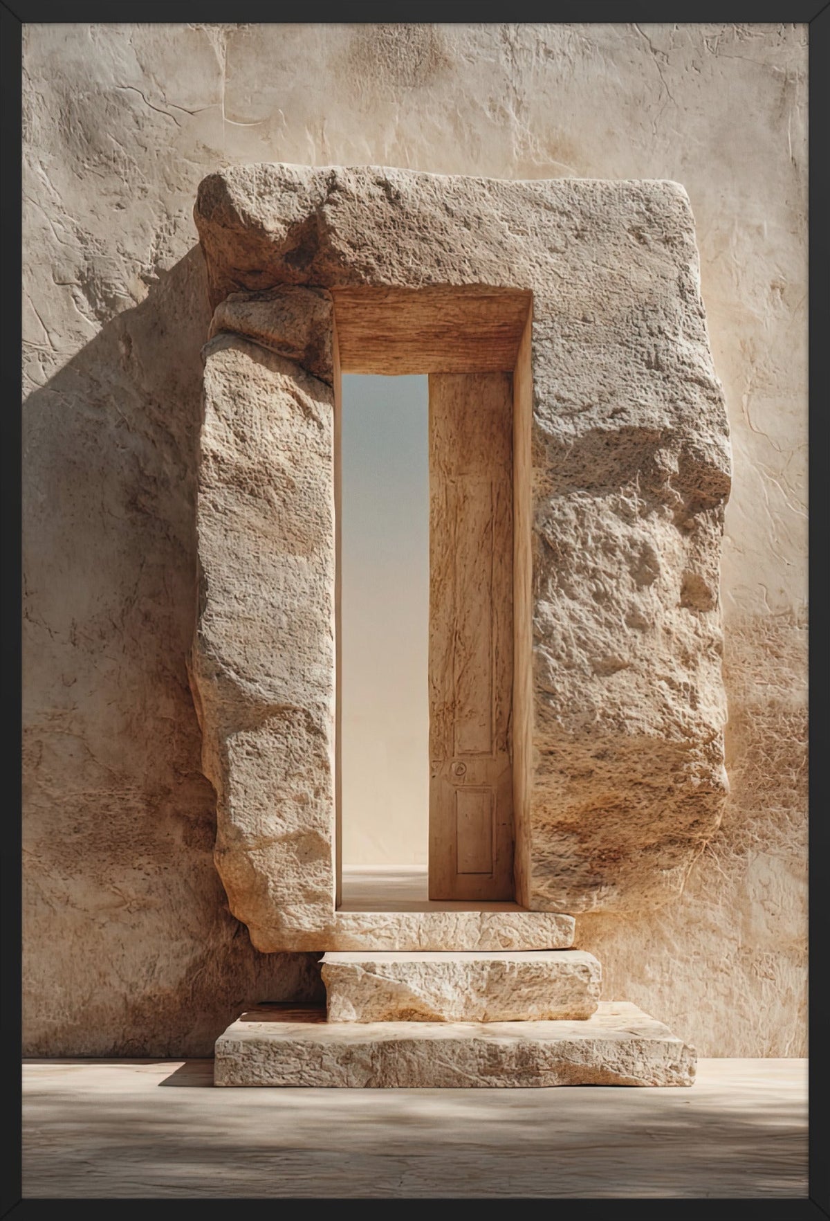 The Hewn Passage — framed in black, 61 × 91 cm