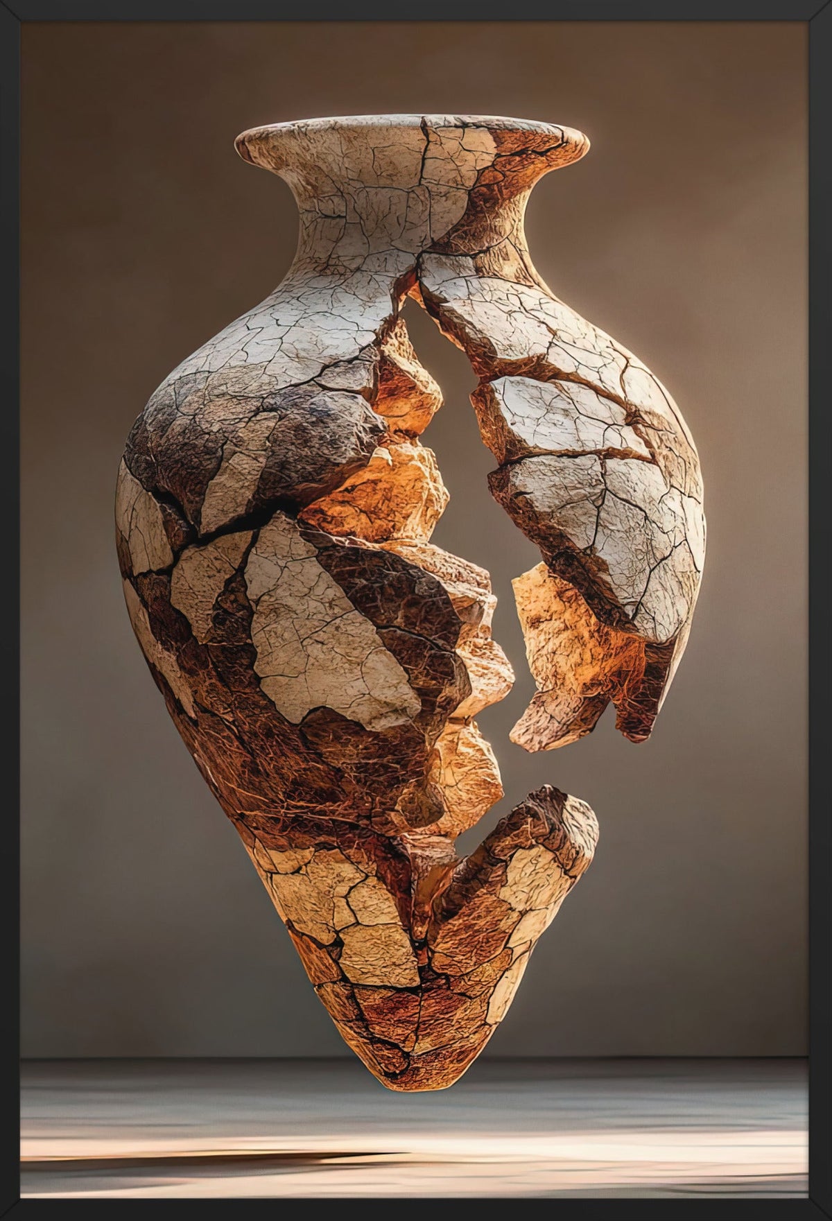 The Crackled Amphora — framed in black, 61 × 91 cm