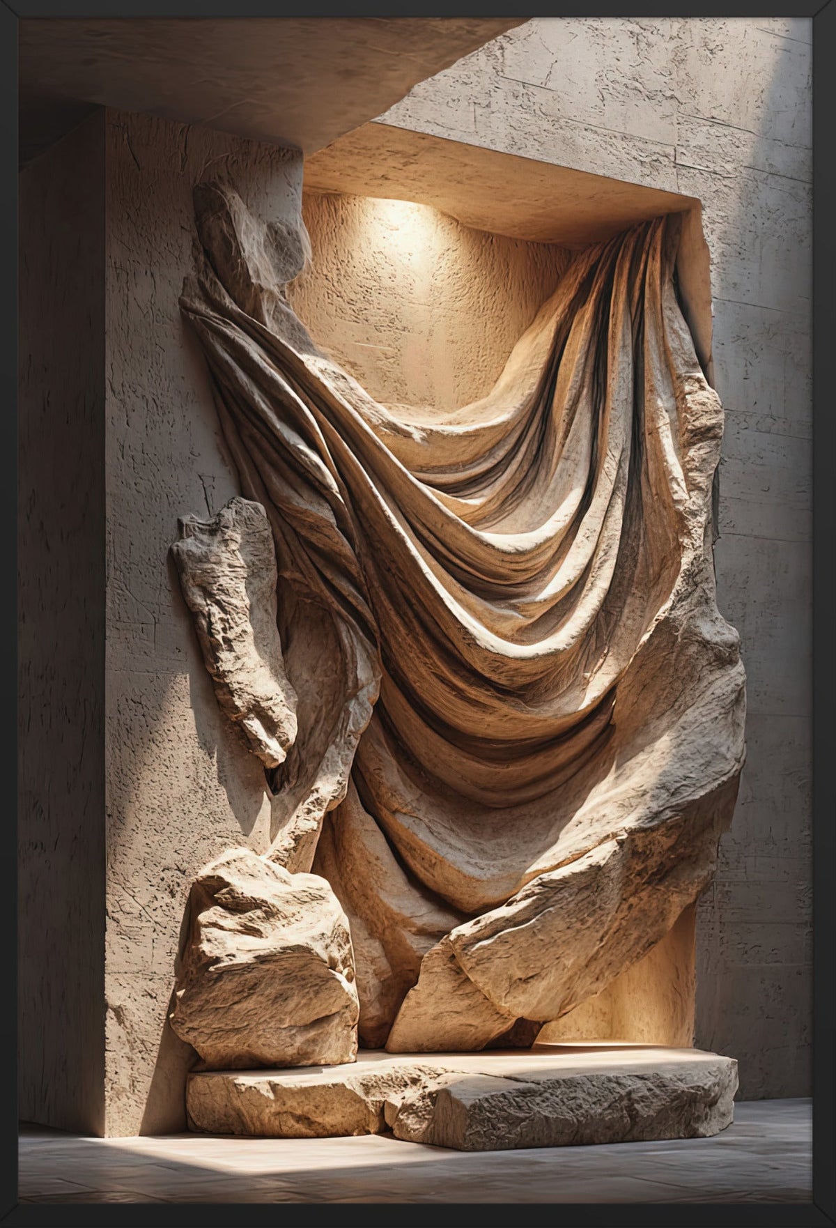 Der steinerne Vorhang — gerahmt in Schwarz, 61 × 91 cm