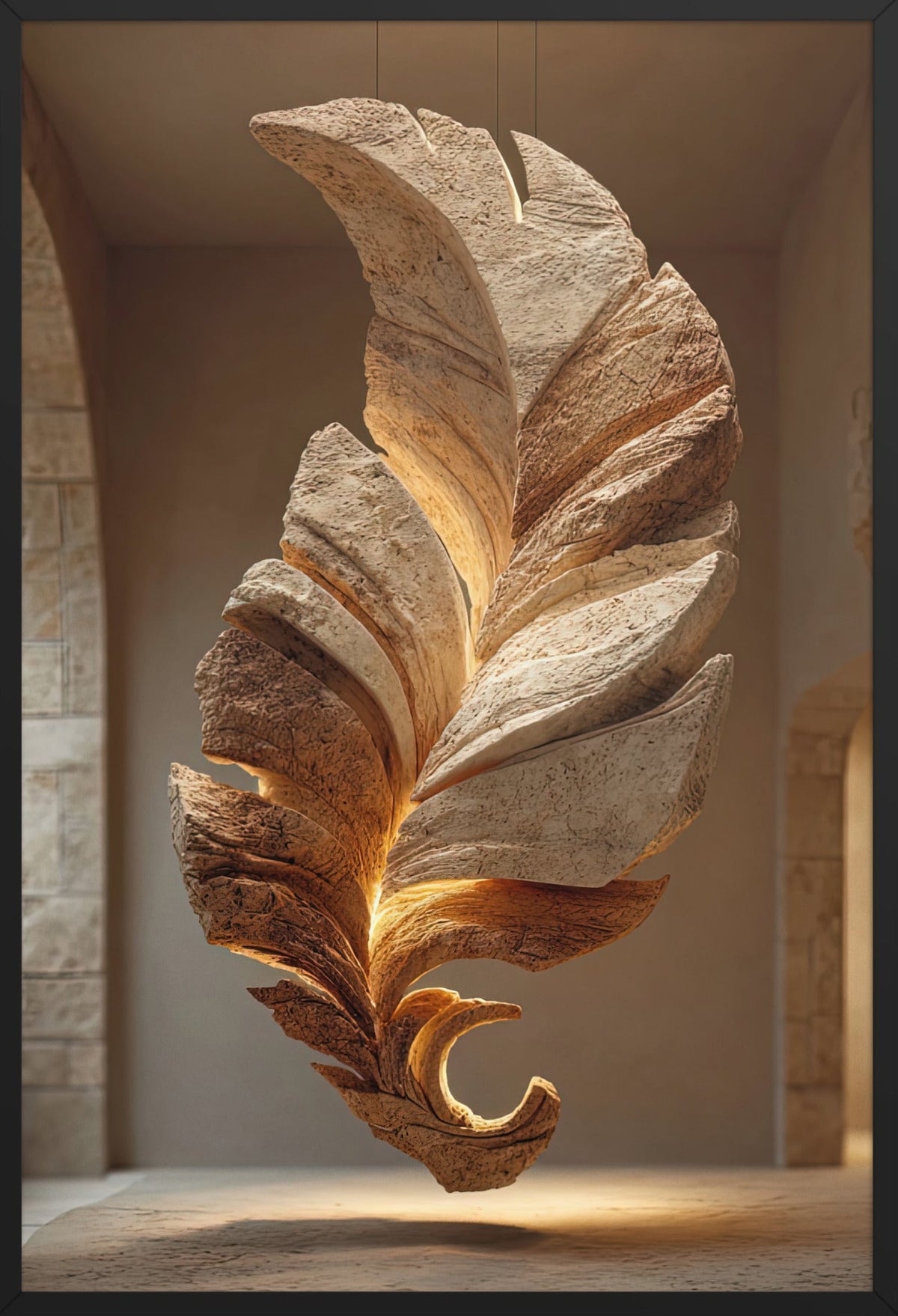 De Fossiele Veer — ingelijst in zwart, 61 × 91 cm