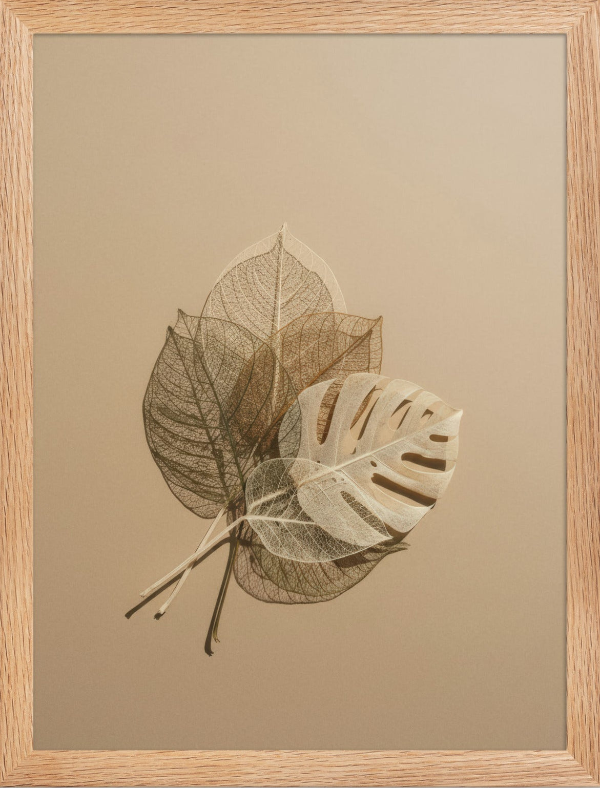 Feuilles Squelettes Dorées Encadrée — affiche murale minimaliste | Cassili-home