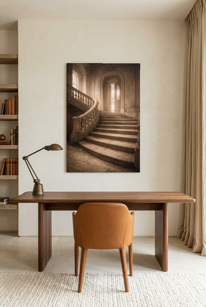 L’Escalier du Château — unframed poster in a home office