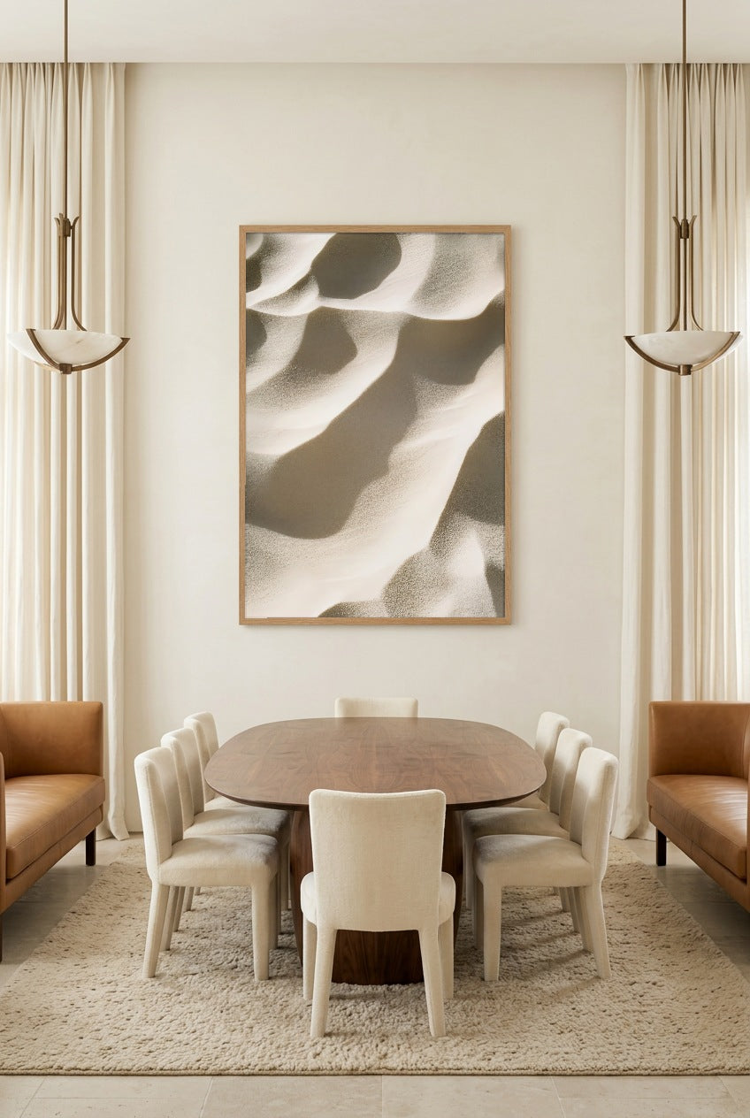 Les Vagues de Sable — Poster im Eichenrahmen im Esszimmer