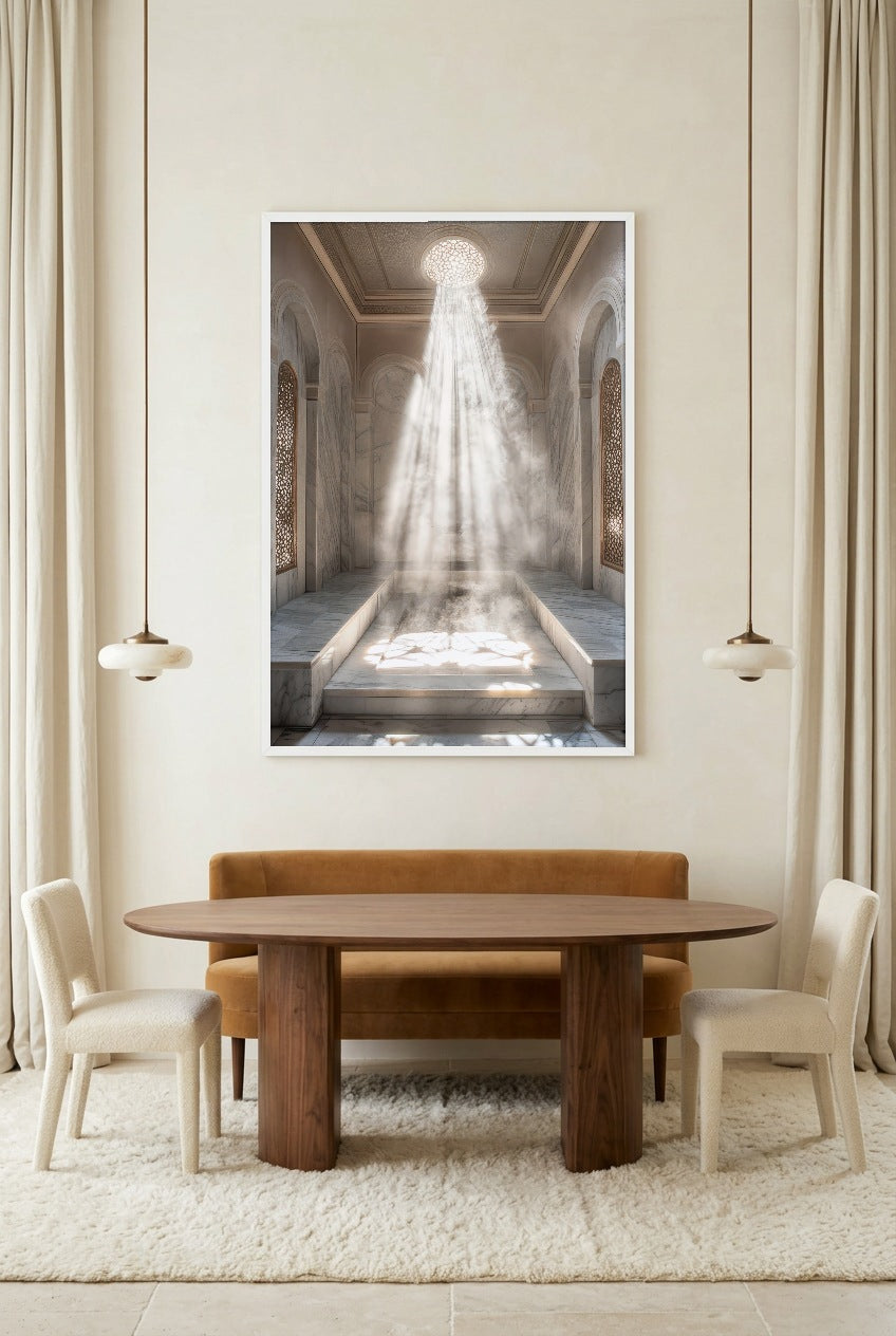Le Hammam — poster in a white frame in a dining room