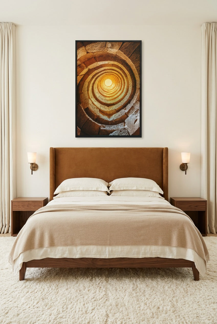 L’Oracle — poster com moldura preta num quarto