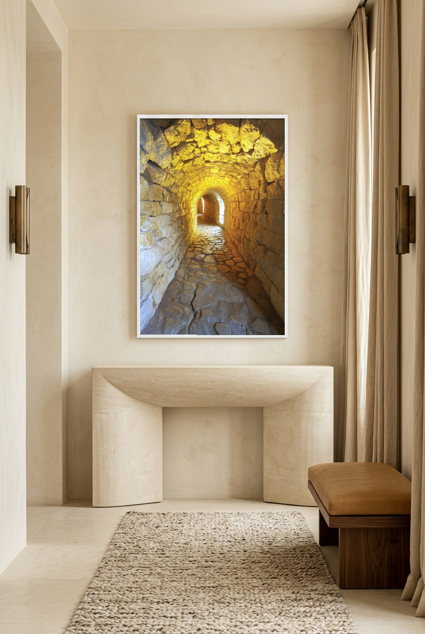 Le Passage Doré — poster in a white frame in an entryway