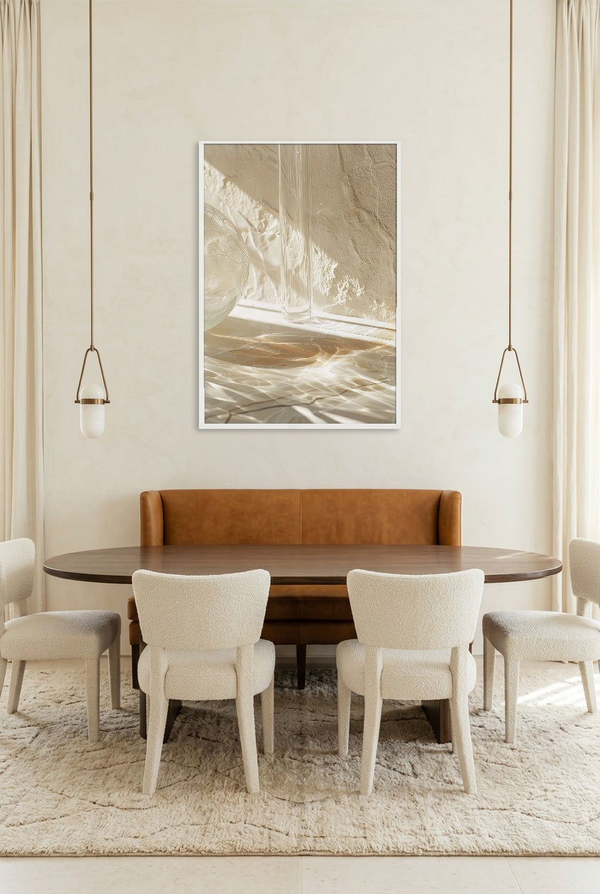 L’Eau et le Verre — poster in a white frame in a dining room