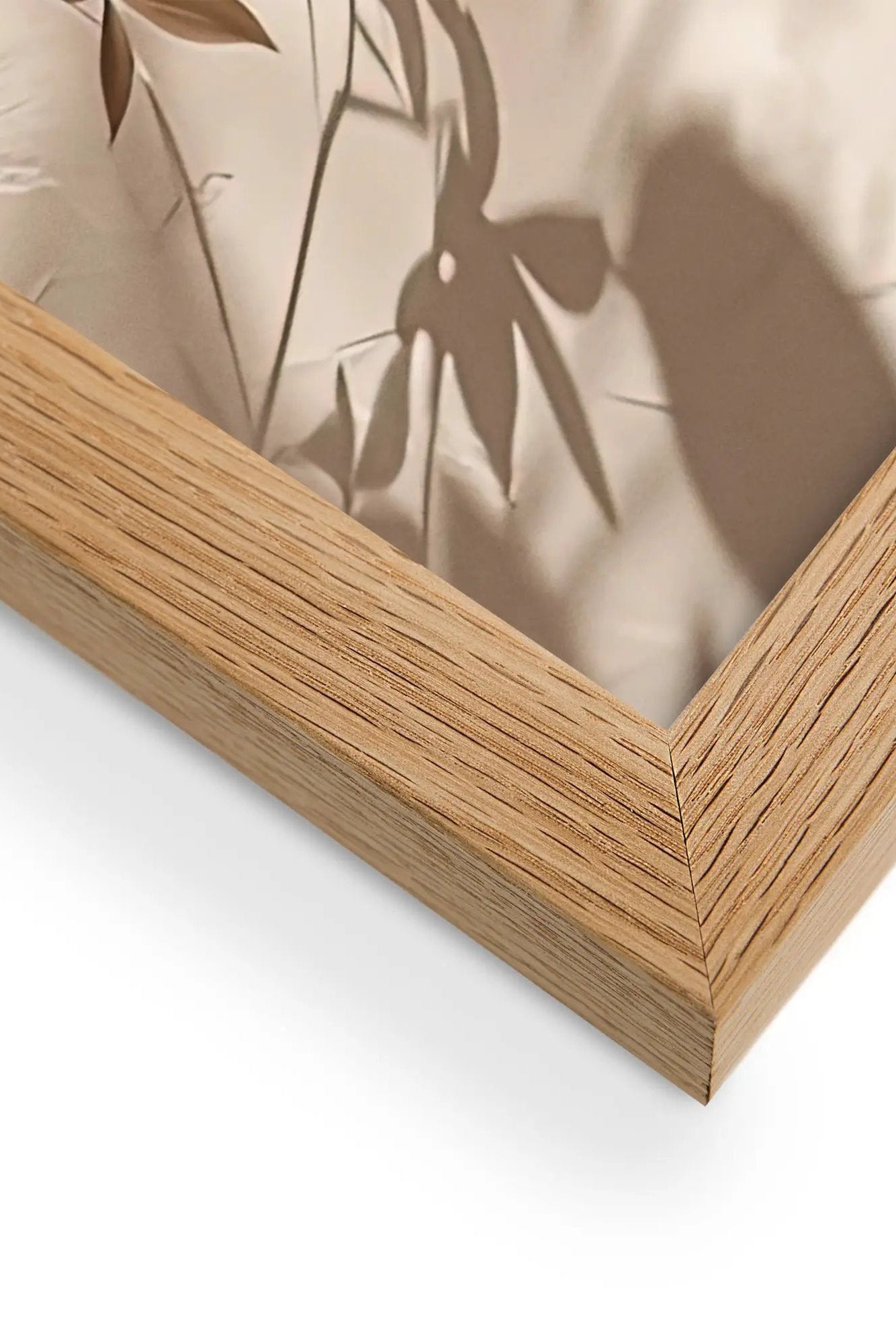 De Schaduwen van de Nandina — Minimalistische wandposter zand goud schaduwen