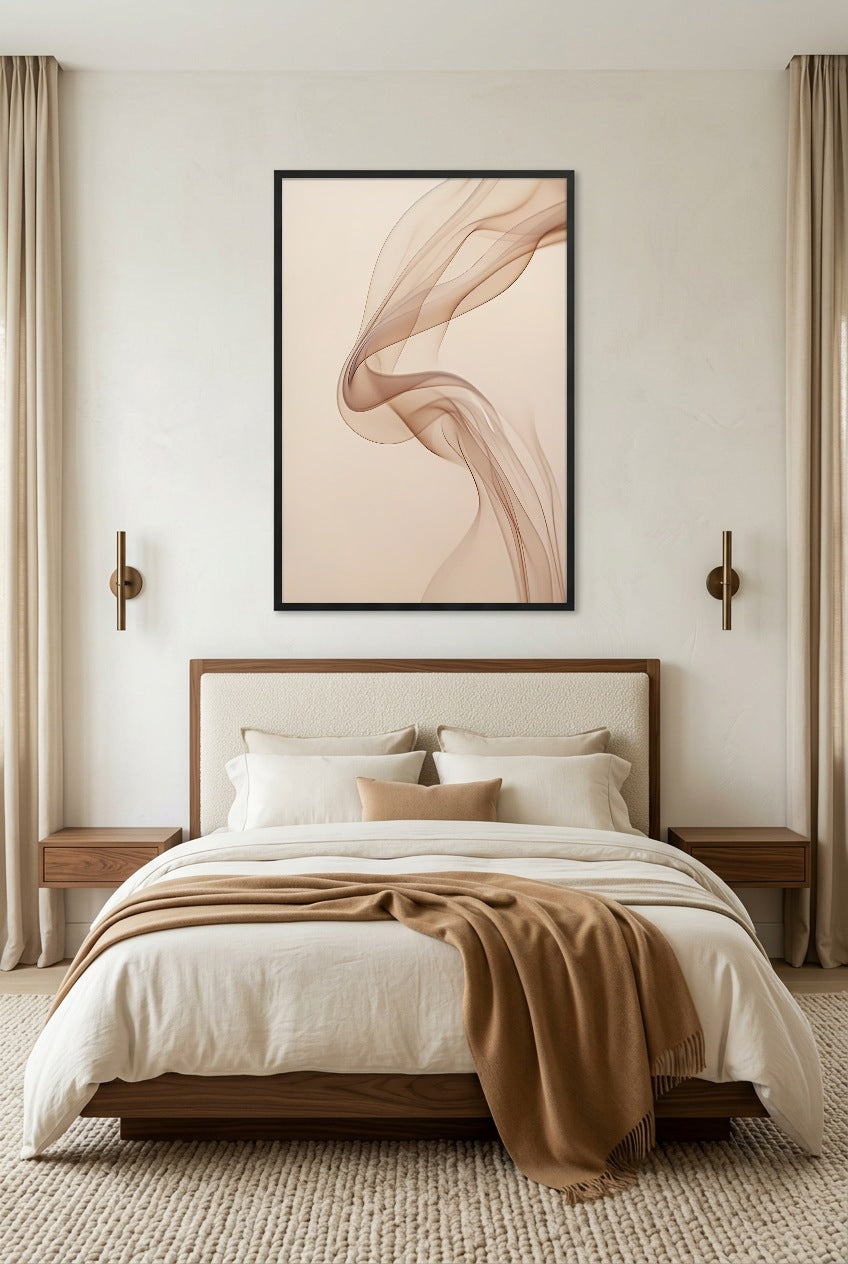 Le Ruban de Sable — affiche en cadre noir dans une chambre
