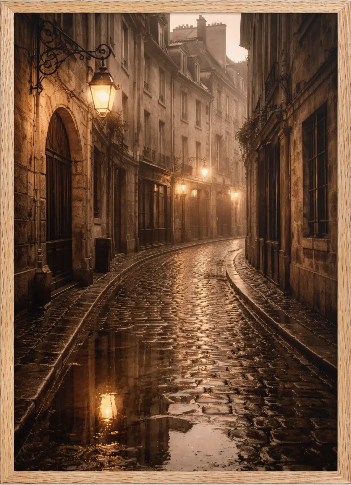 La Ruelle sous la Pluie — Encadrée — affiche murale minimaliste | Cassili-home