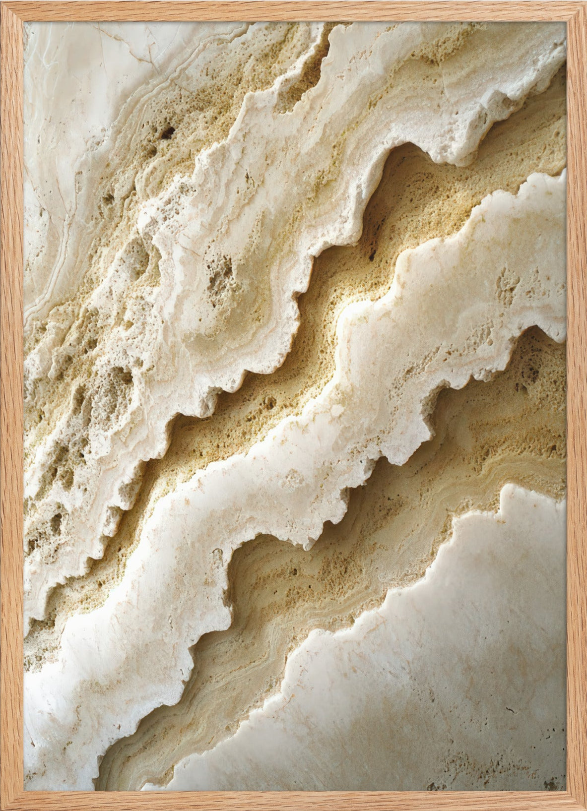 Vagues de Travertin — Encadrée — affiche murale minimaliste | Cassili-home