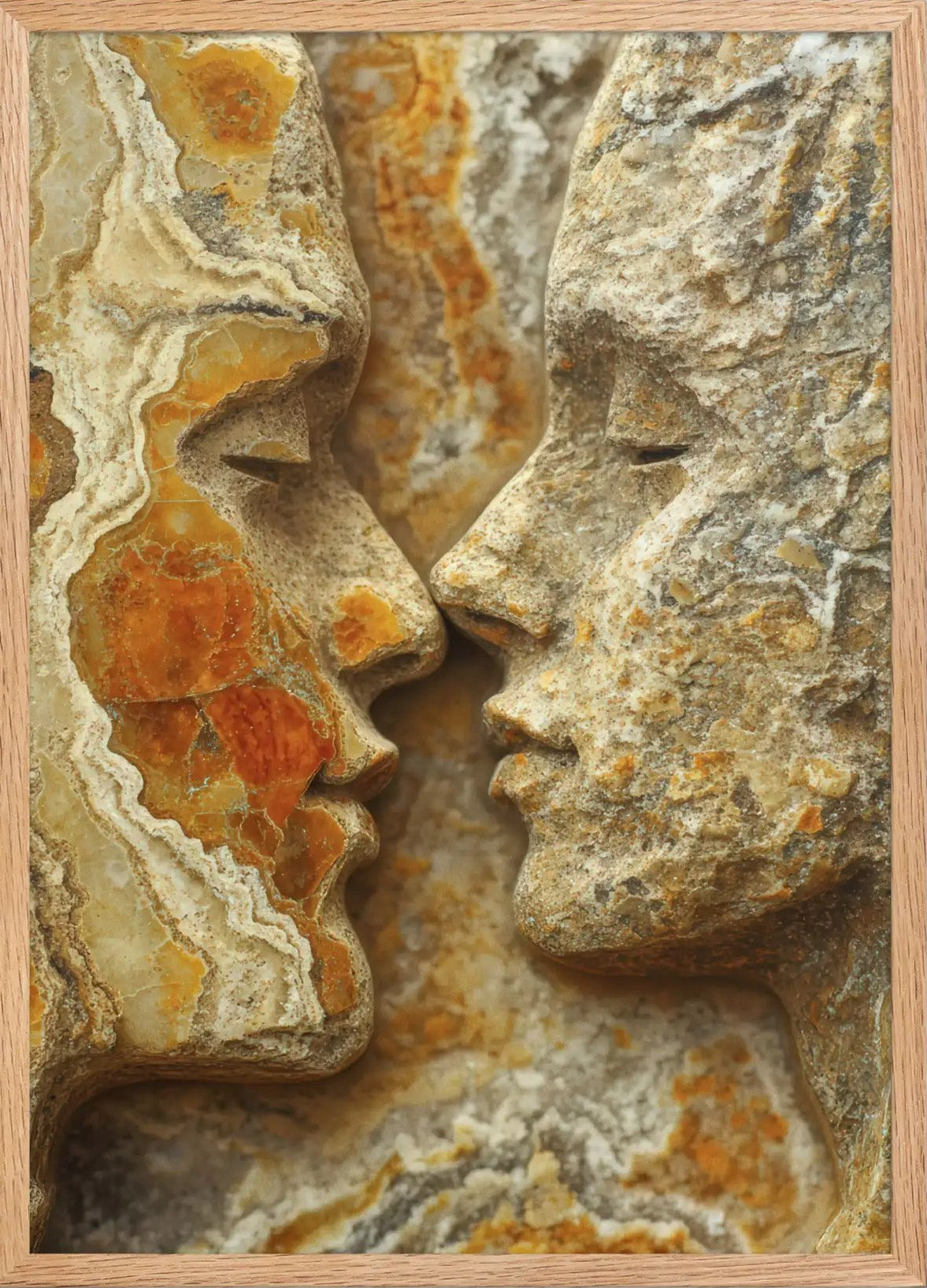 Brasas — Poster de parede minimalista terracota dois rostos ónix
