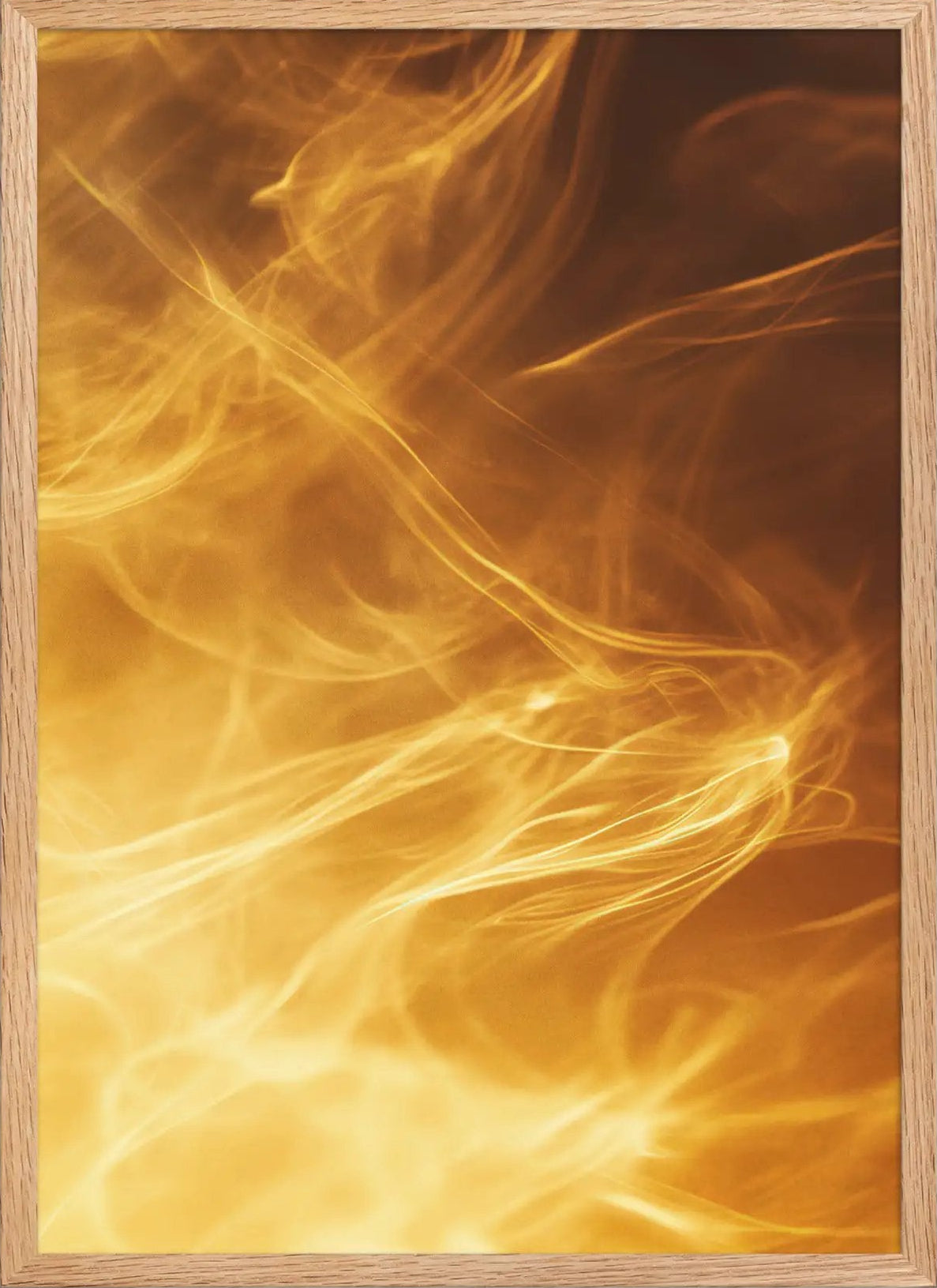 L’Âme du Feu — Minimalist väggaffisch gyllene bärnsten lågor