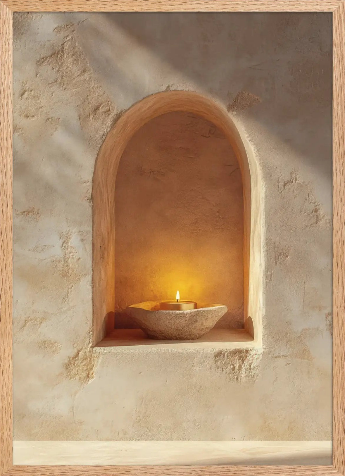 La Fiamma della Soglia — Poster murale minimalista sabbia nicchia arco