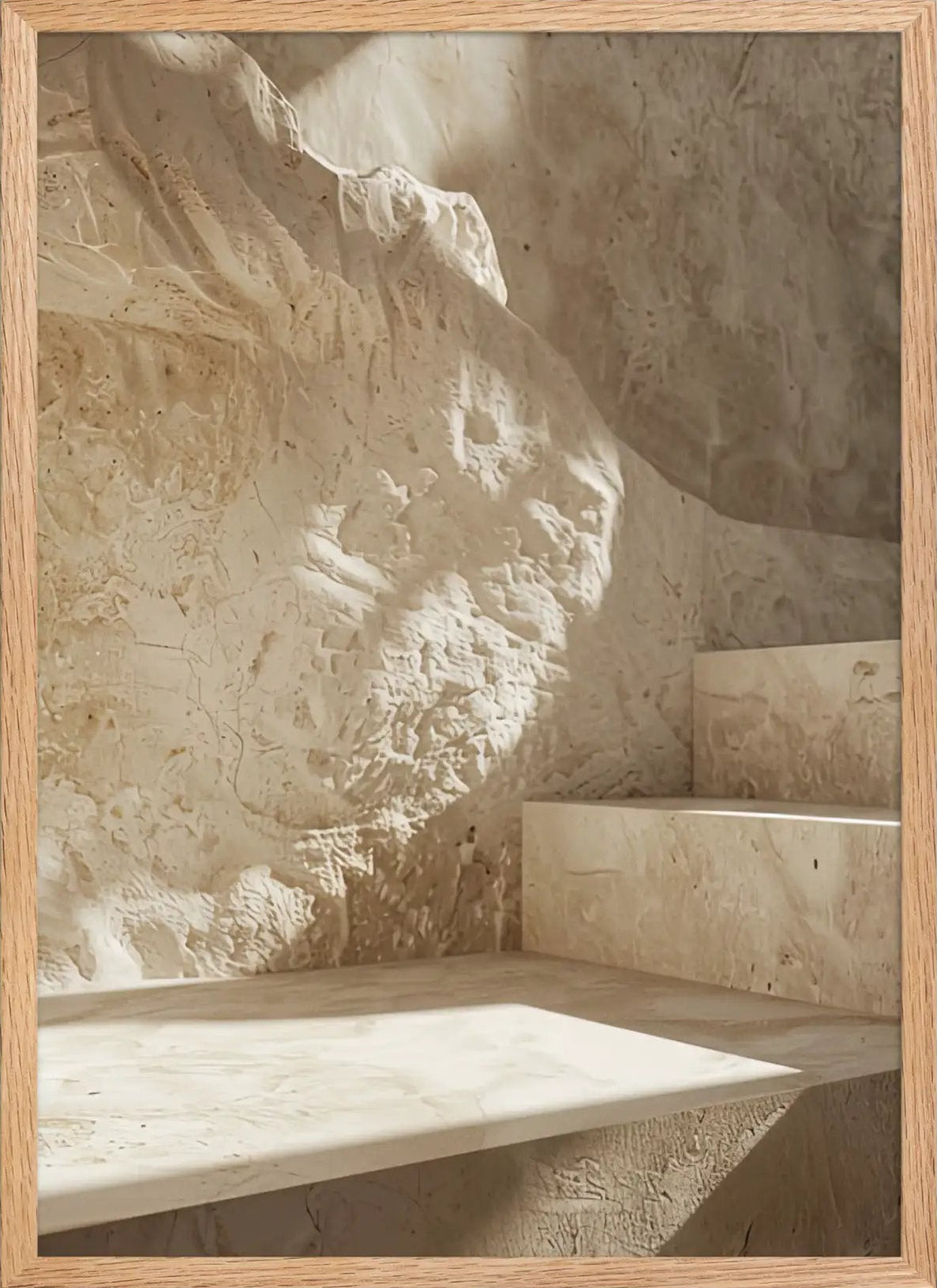 Poster en Papier Mat Encadré, affiche murale minimaliste avec cadre bois, décoration murale salon ou chambre, style méditerranéen