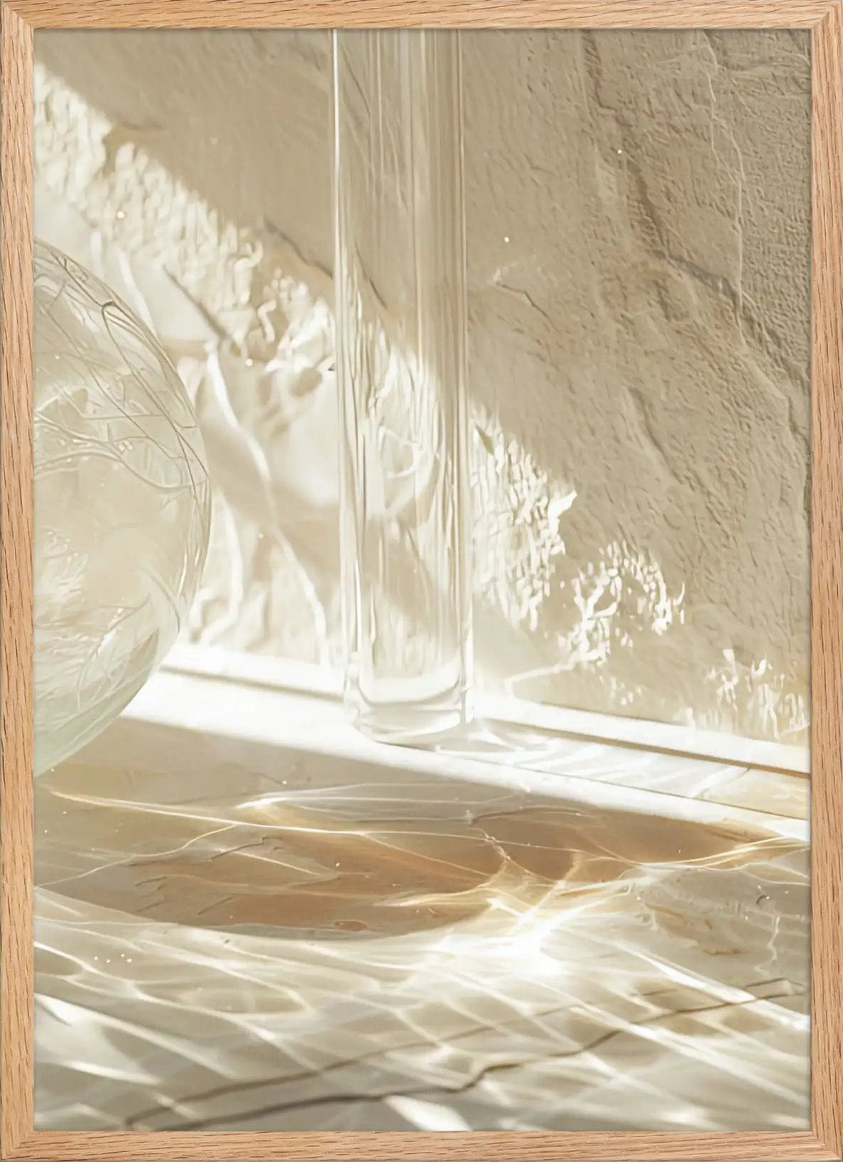 Poster en Papier Mat Encadré, affiche murale minimaliste avec cadre bois, décoration murale salon ou chambre, style méditerranéen