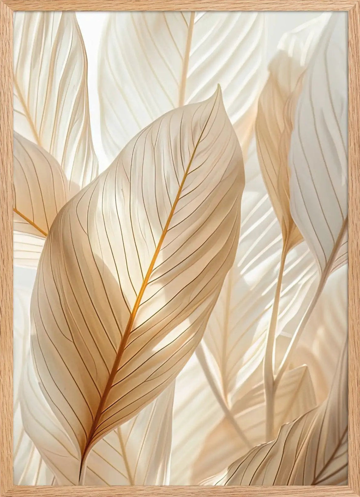 Poster en Papier Mat Encadré, affiche murale minimaliste avec cadre bois, décoration murale salon ou chambre, style méditerranéen