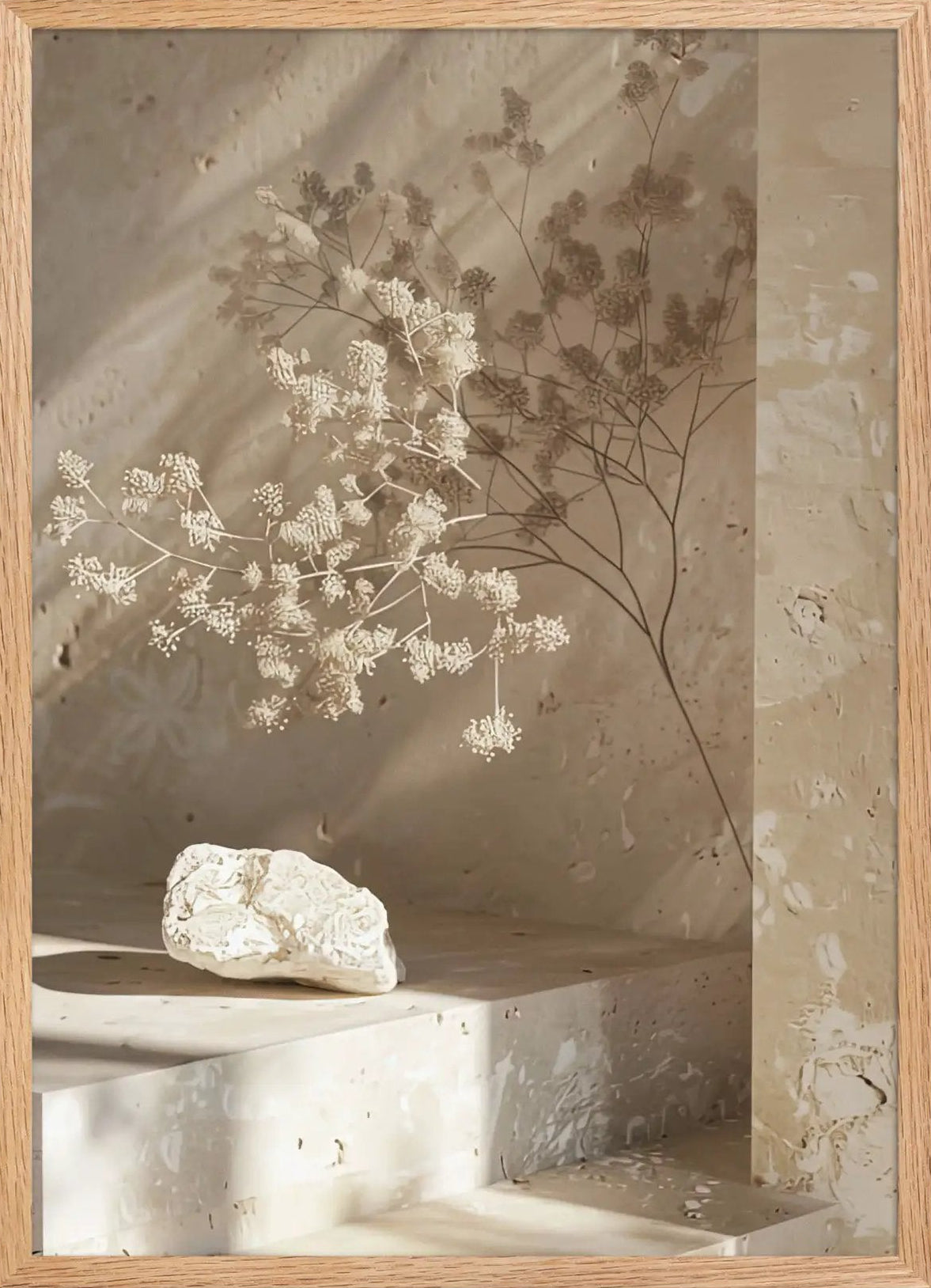 Poster en Papier Mat Encadré, affiche murale minimaliste avec cadre bois, décoration murale salon ou chambre, style méditerranéen