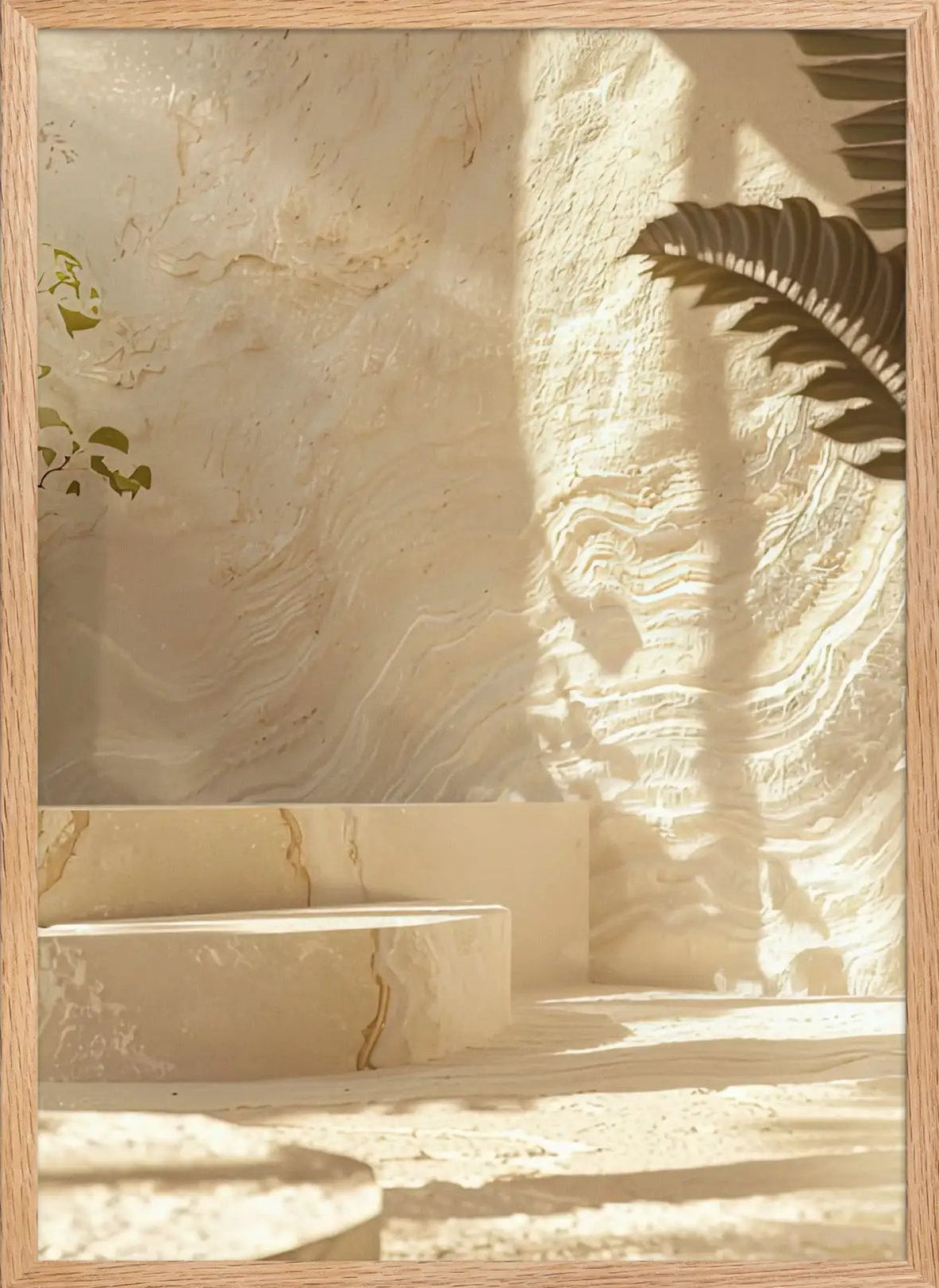 Poster en Papier Mat Encadré, affiche murale minimaliste avec cadre bois, décoration murale salon ou chambre, style méditerranéen
