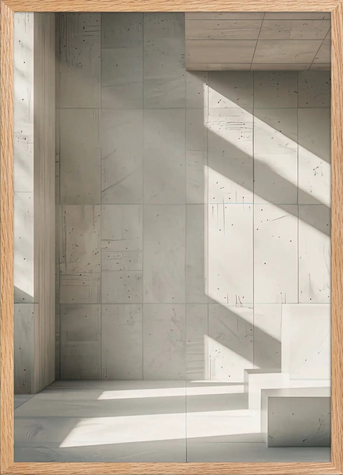 Poster en Papier Mat Encadré, affiche murale minimaliste avec cadre bois, décoration murale salon ou chambre, style méditerranéen