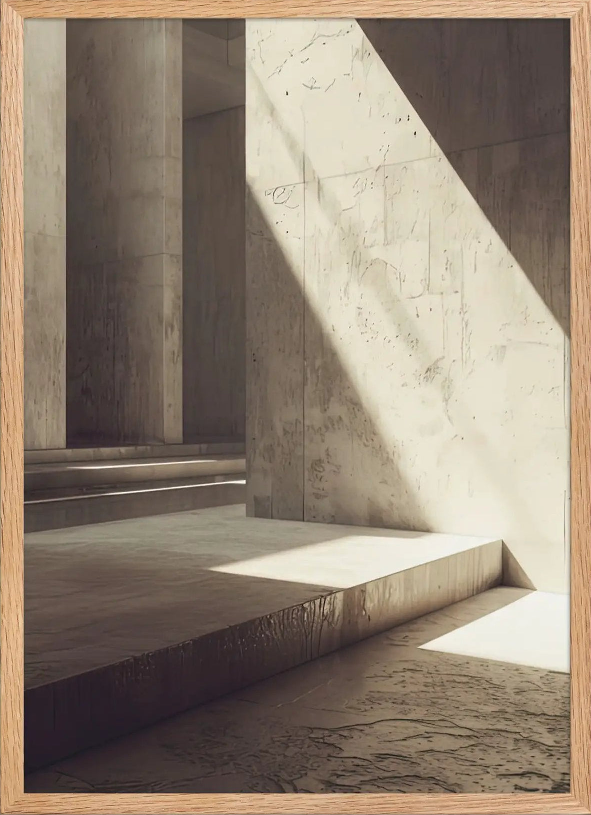 Poster en Papier Mat Encadré, affiche murale minimaliste avec cadre bois, décoration murale salon ou chambre, style méditerranéen