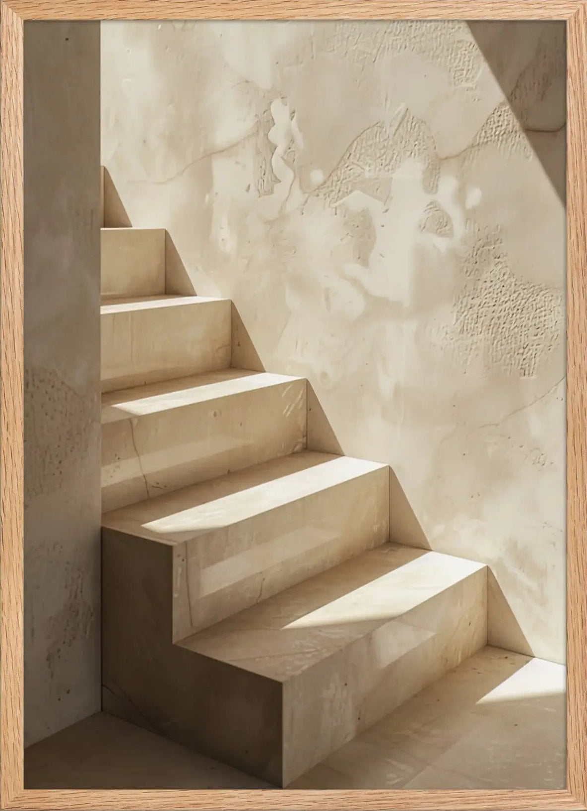 Poster en Papier Mat Encadré, affiche murale minimaliste avec cadre bois, décoration murale salon ou chambre, style méditerranéen