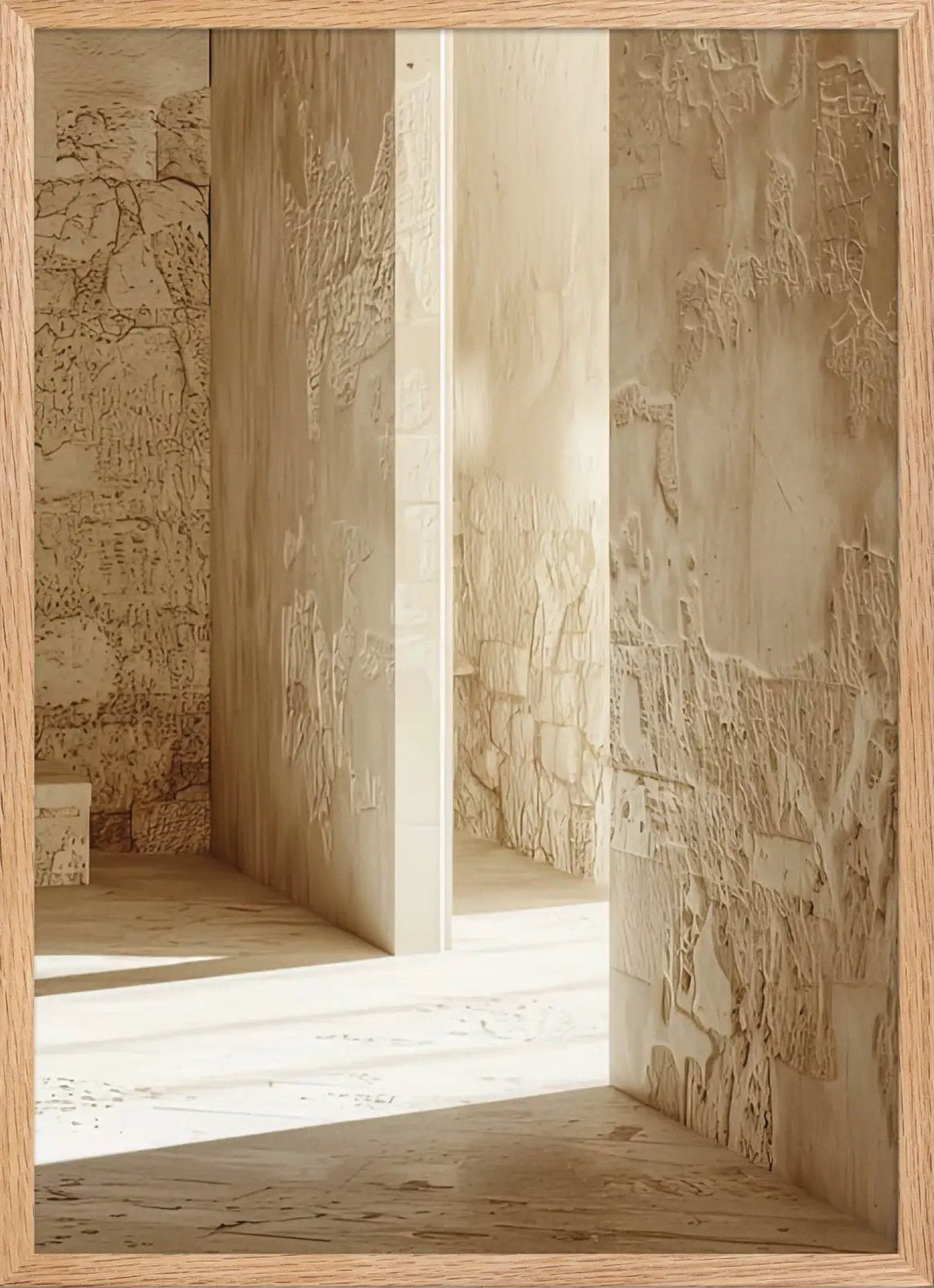 Poster en Papier Mat Encadré, affiche murale minimaliste avec cadre bois, décoration murale salon ou chambre, style méditerranéen