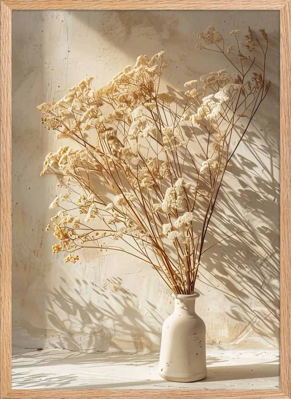 Poster en Papier Mat Encadré, affiche murale minimaliste avec cadre bois, décoration murale salon ou chambre, style méditerranéen